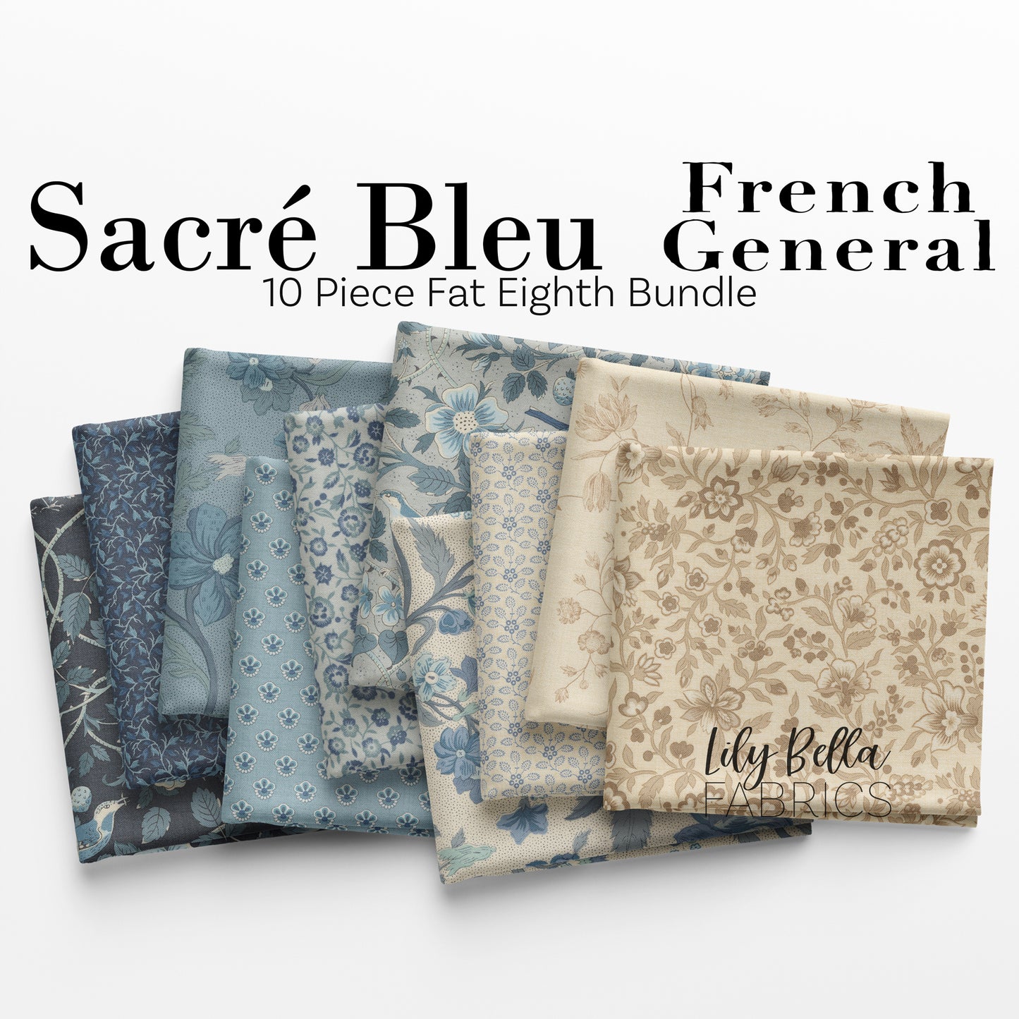 Sacré Bleu Fat Eighth Bundle (10 pcs) by French General for Moda