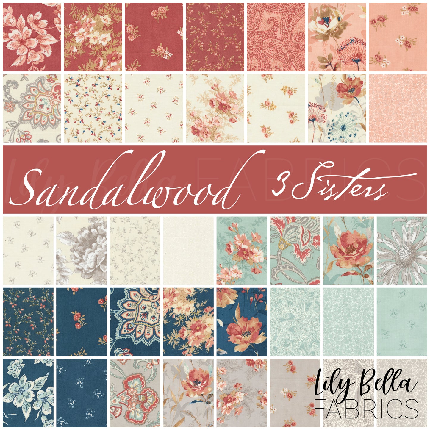 Sandalwood Layer Cake (42 pcs) by 3 Sisters for Moda