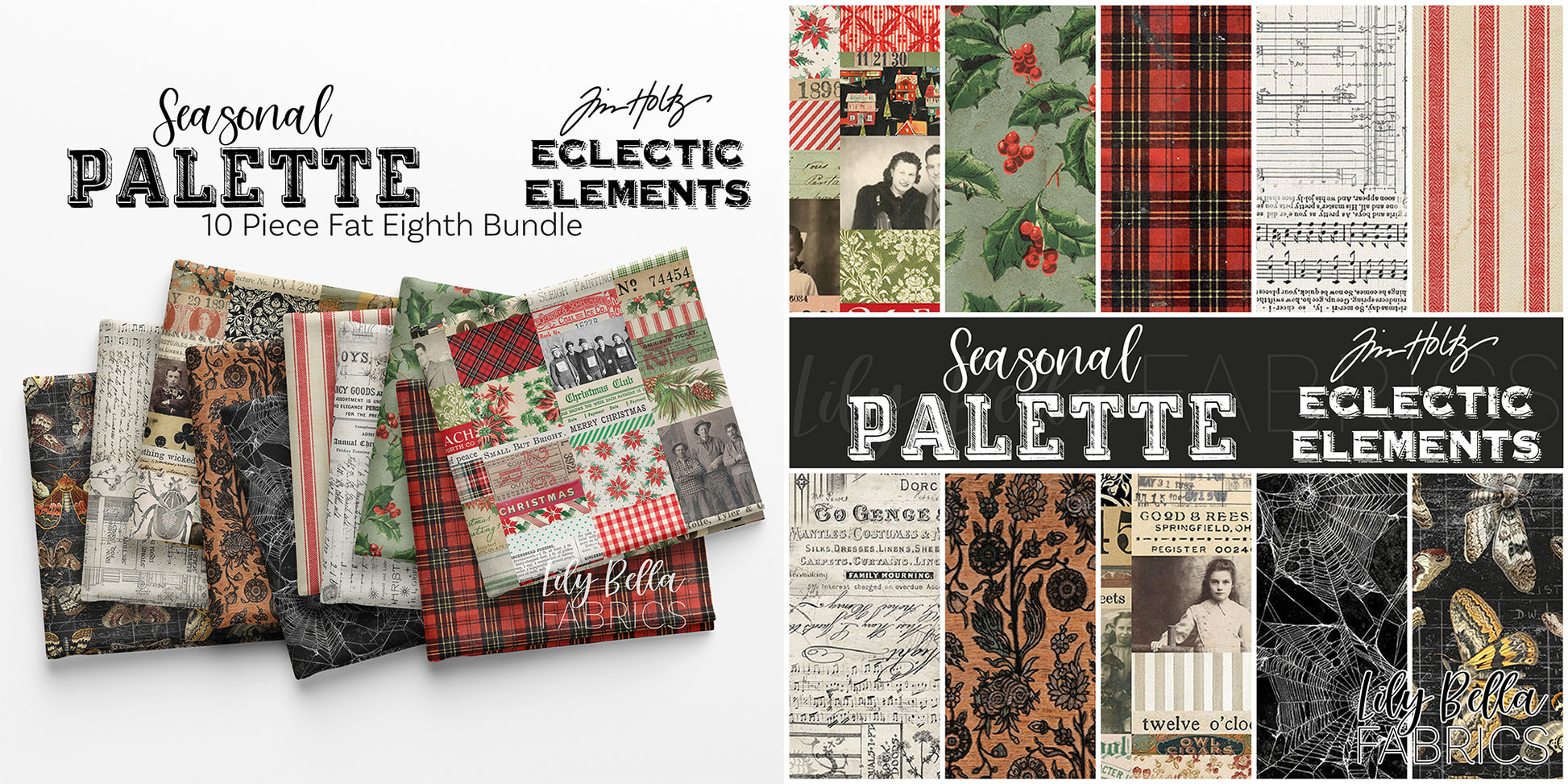 Eclectic Elements Palette: ALL 13 COLORWAYS Fat Eighth Bundle (10 pieces) by Tim Holtz Eclectic Elements for FreeSpirit (TH.PALETTE.ALL.130FE)