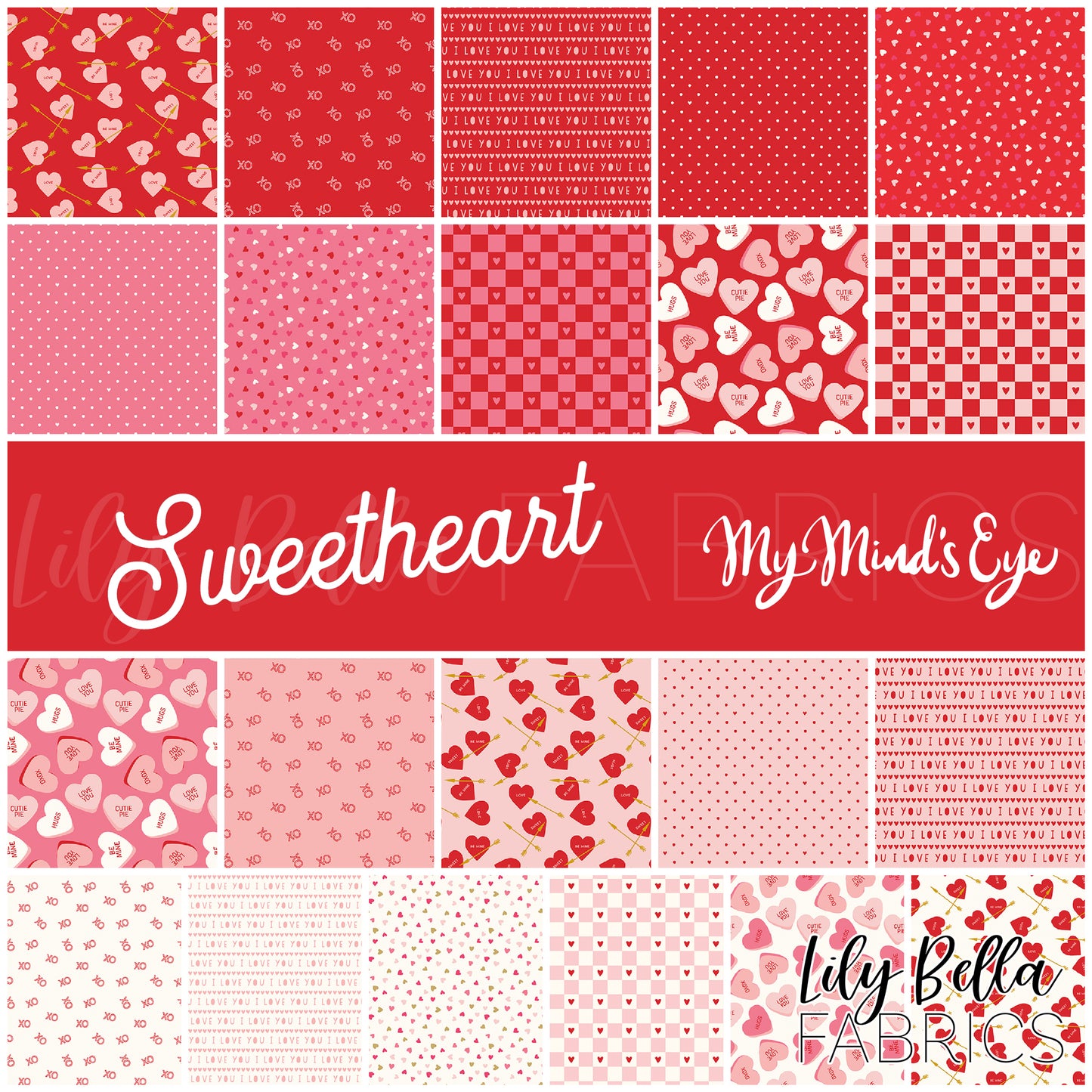 Sweetheart Fat Quarter Bundle (21 pcs) by My Mind's Eye for Riley Blake