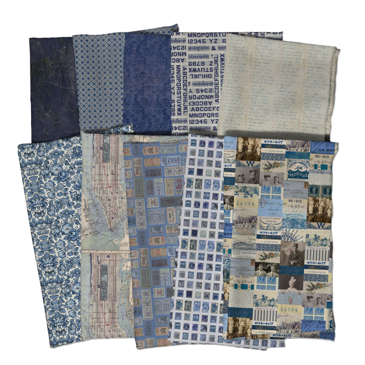 Eclectic Elements Palette: Indigo Fat Quarter Bundle (10 pcs) by Tim Holtz for FreeSpirit