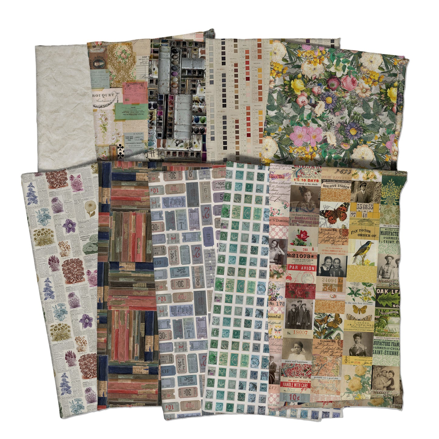 Eclectic Elements Palette: Multi Fat Eighth Bundle (10 pcs) by Tim Holtz for FreeSpirit