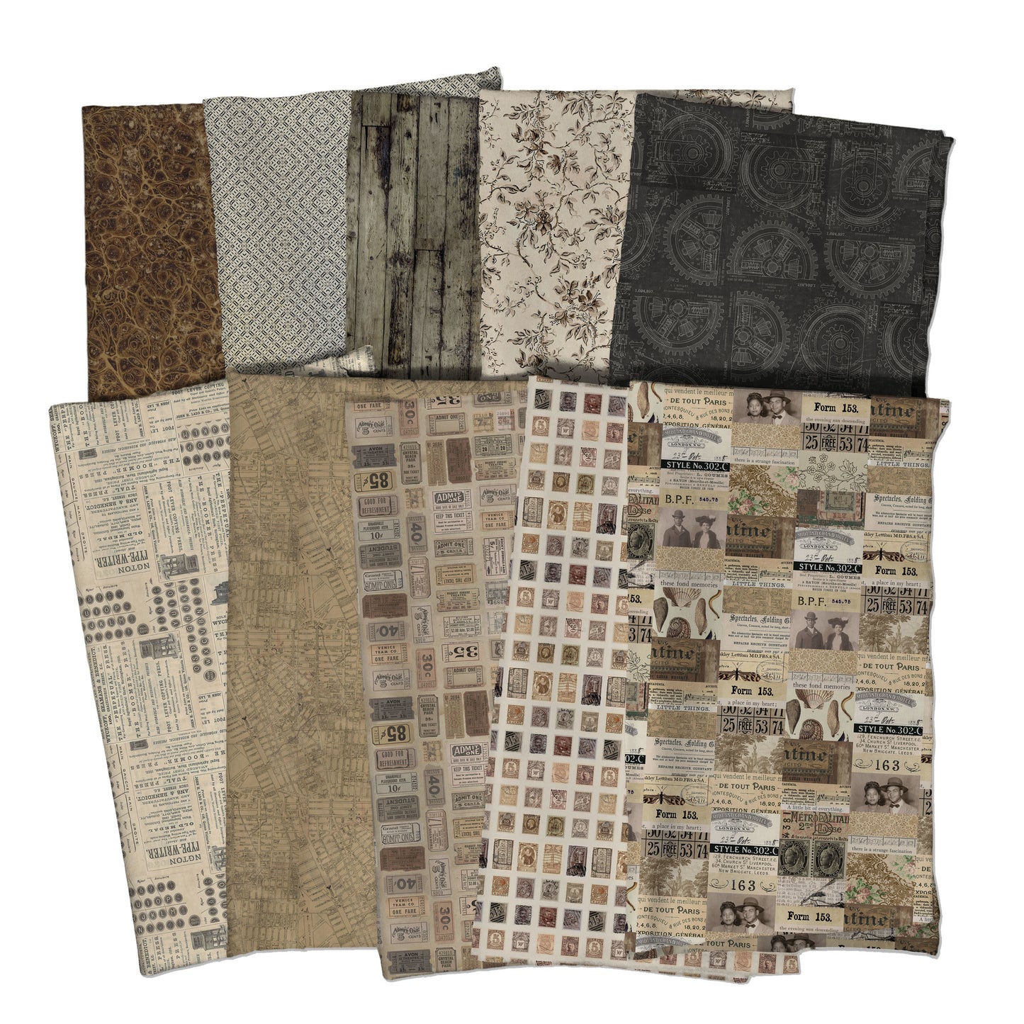 Eclectic Elements Palette: Neutral Fat Eighth Bundle (10 pcs) by Tim Holtz for FreeSpirit