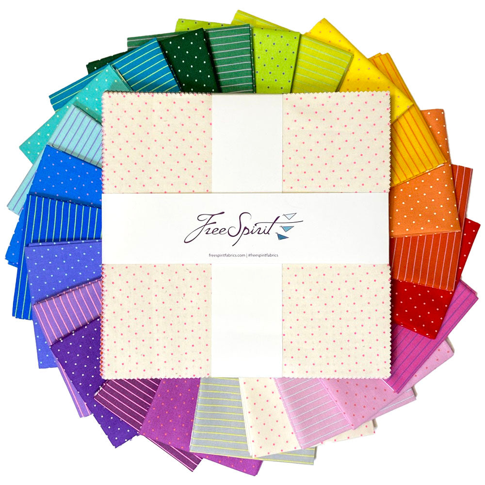 True Colors - Tiny Coordinates 10 Inch Charm Pack (42 pcs) by Tula Pink for FreeSpirit