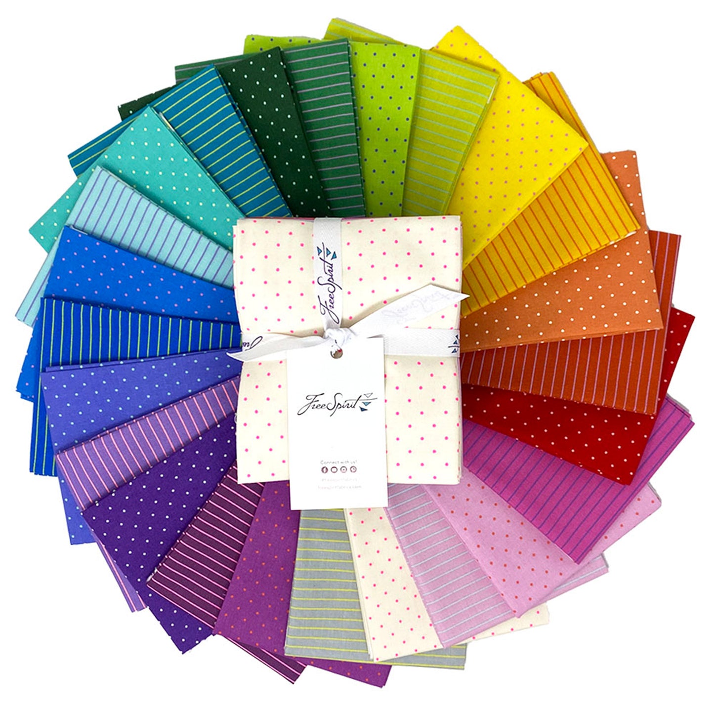 True Colors - Tiny Coordinates Fat Quarter Bundle (24 pcs) by Tula Pink for FreeSpirit