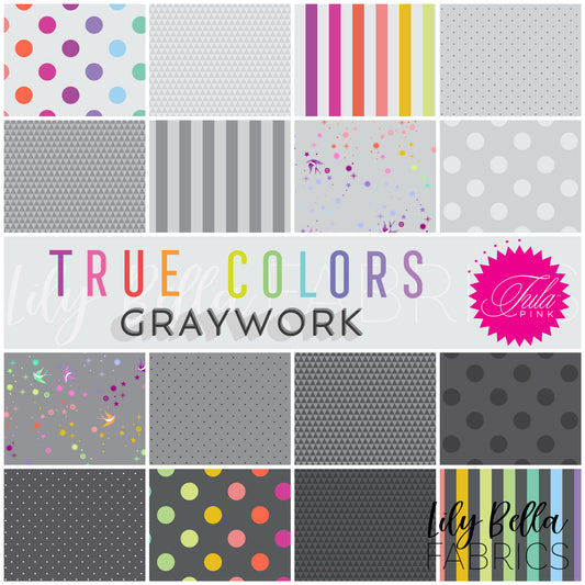 True Colors - Graywork Half Yard Bundle (16 pcs) by Tula Pink for FreeSpirit