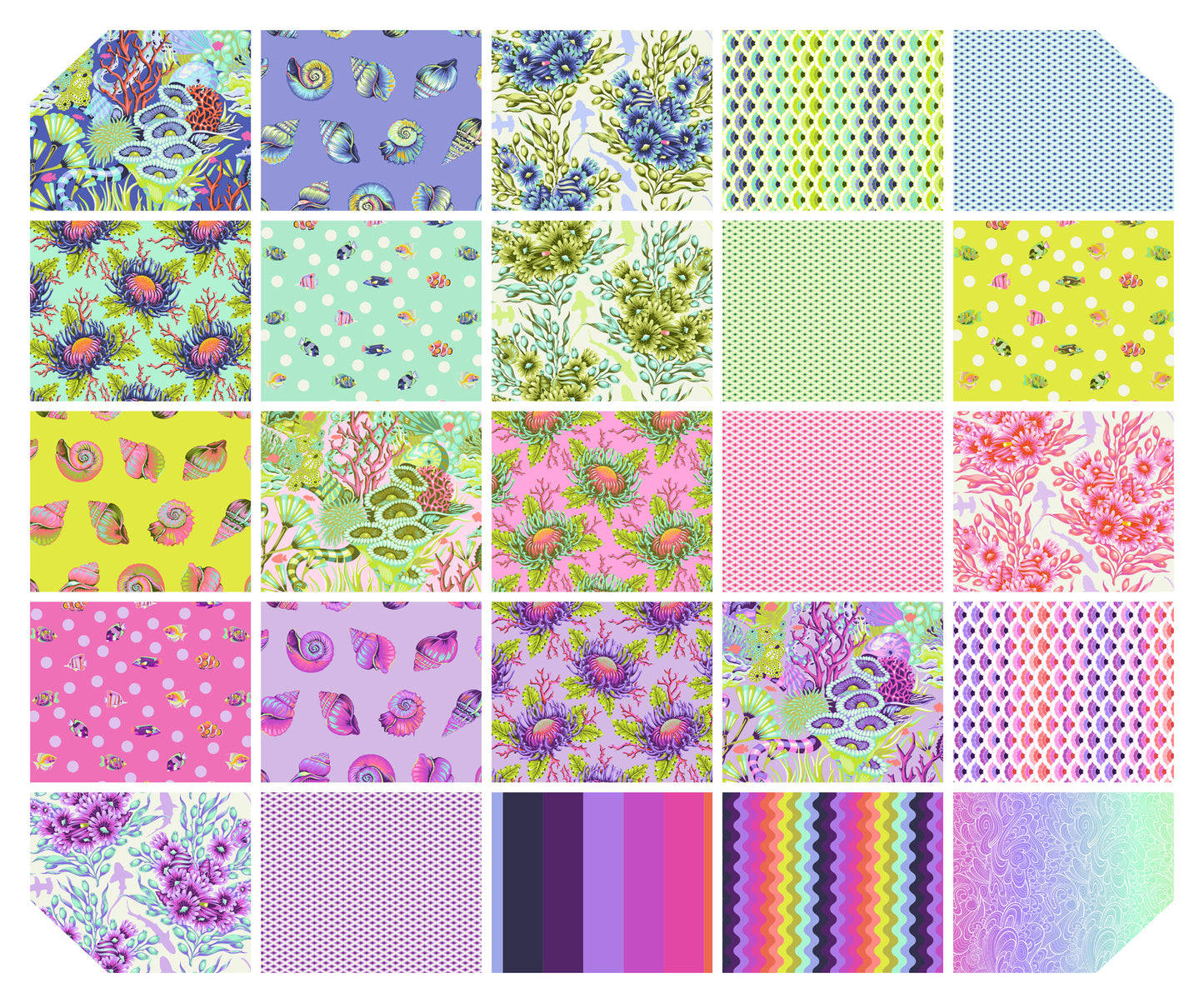 Floral Reef 10 Inch Charm Pack (42 pcs) by Tula Pink for FreeSpirit
