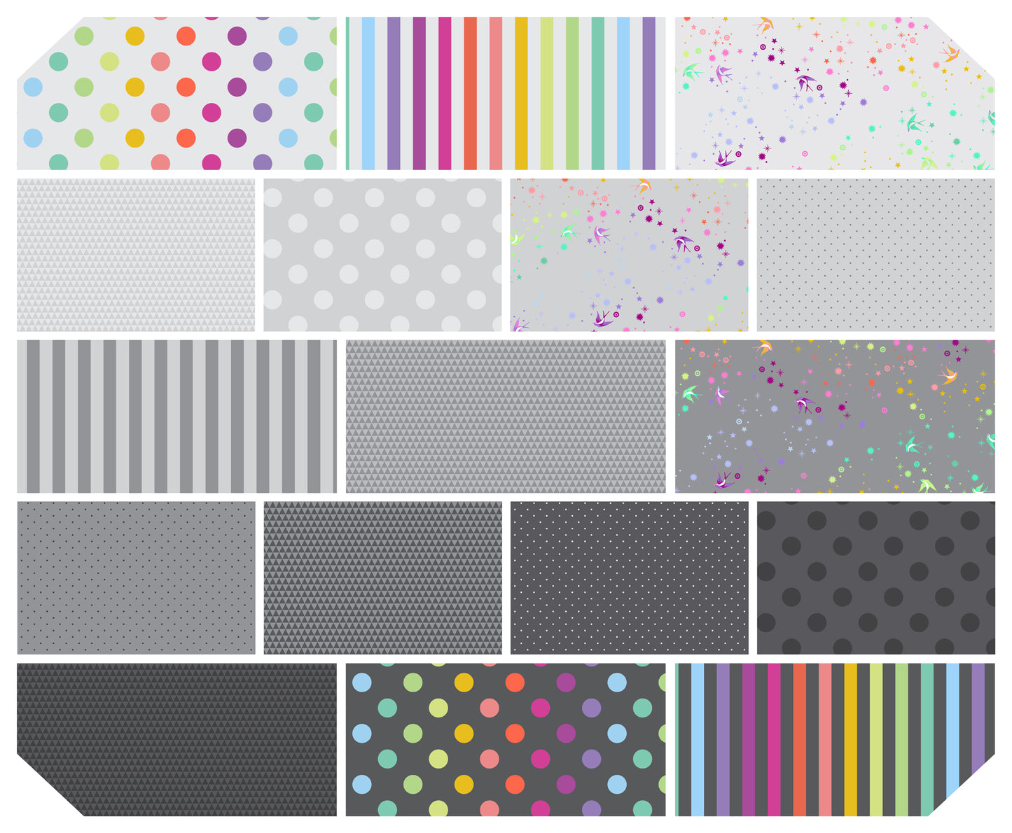 True Colors - Graywork Design Roll (40 pcs) by Tula Pink for FreeSpirit
