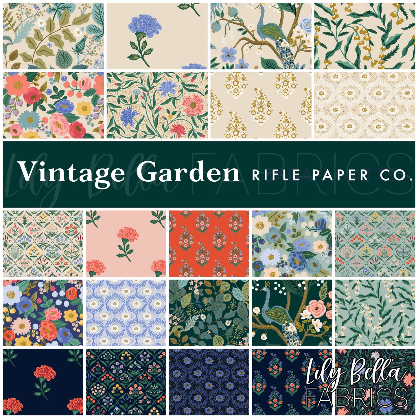 Vintage Garden Fat Quarter Bundle (23 pcs) by Rifle Paper Co. for Cotton + Steel