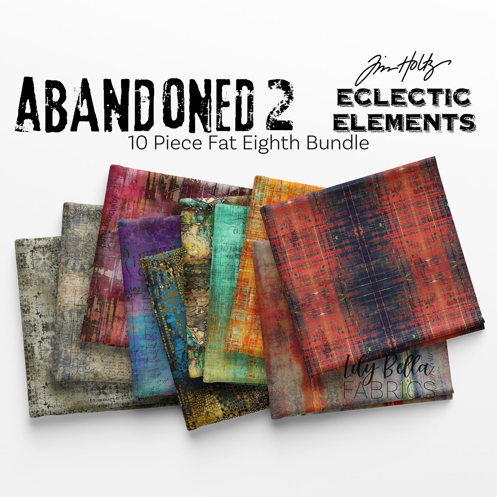 Abandoned 2 Fat Eighth Bundle (10 pieces) by Tim Holtz Eclectic Elements for FreeSpirit (TH.ABANDONED2.10FE)