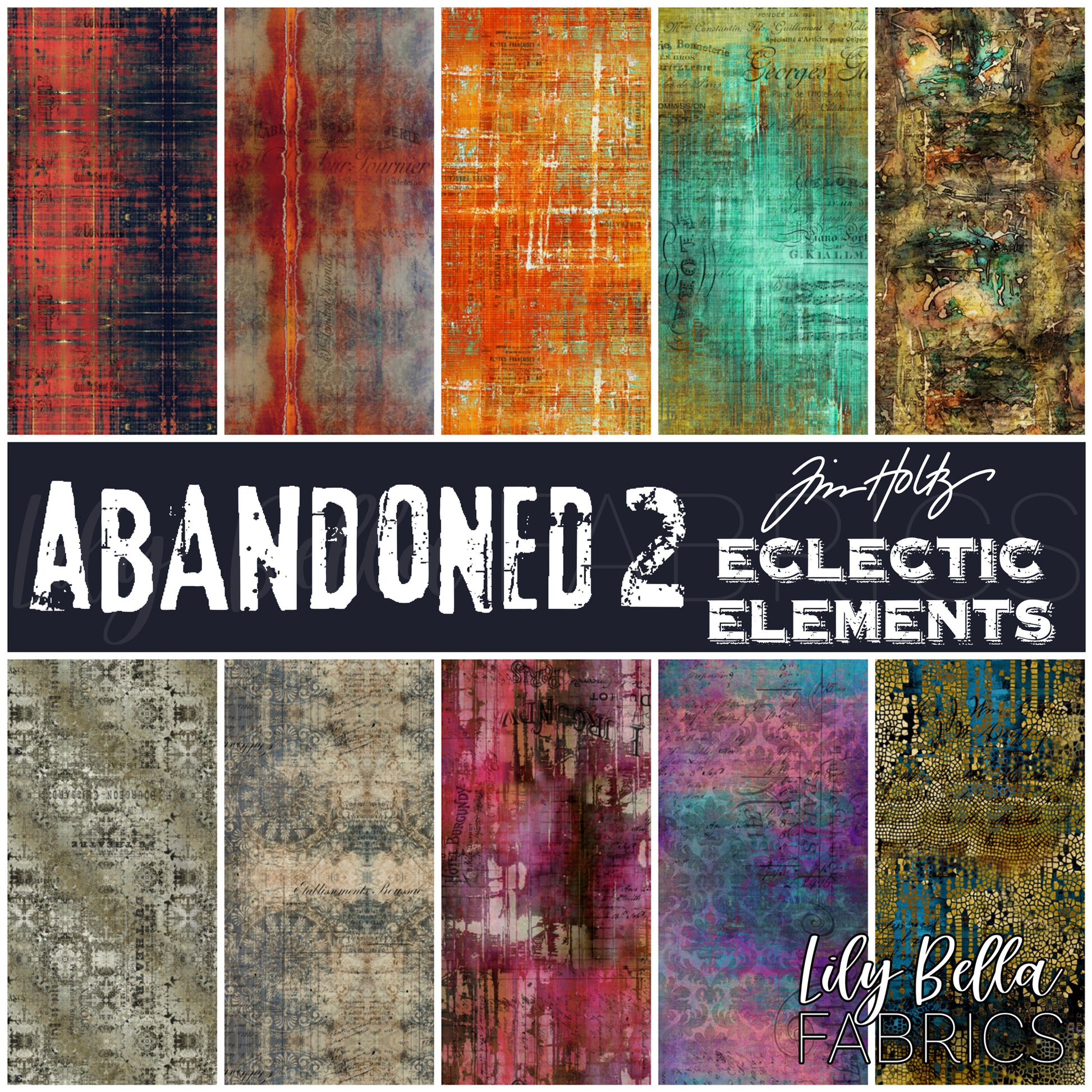 Abandoned 2 Fat Eighth Bundle (10 pieces) by Tim Holtz Eclectic Elements for FreeSpirit (TH.ABANDONED2.10FE)