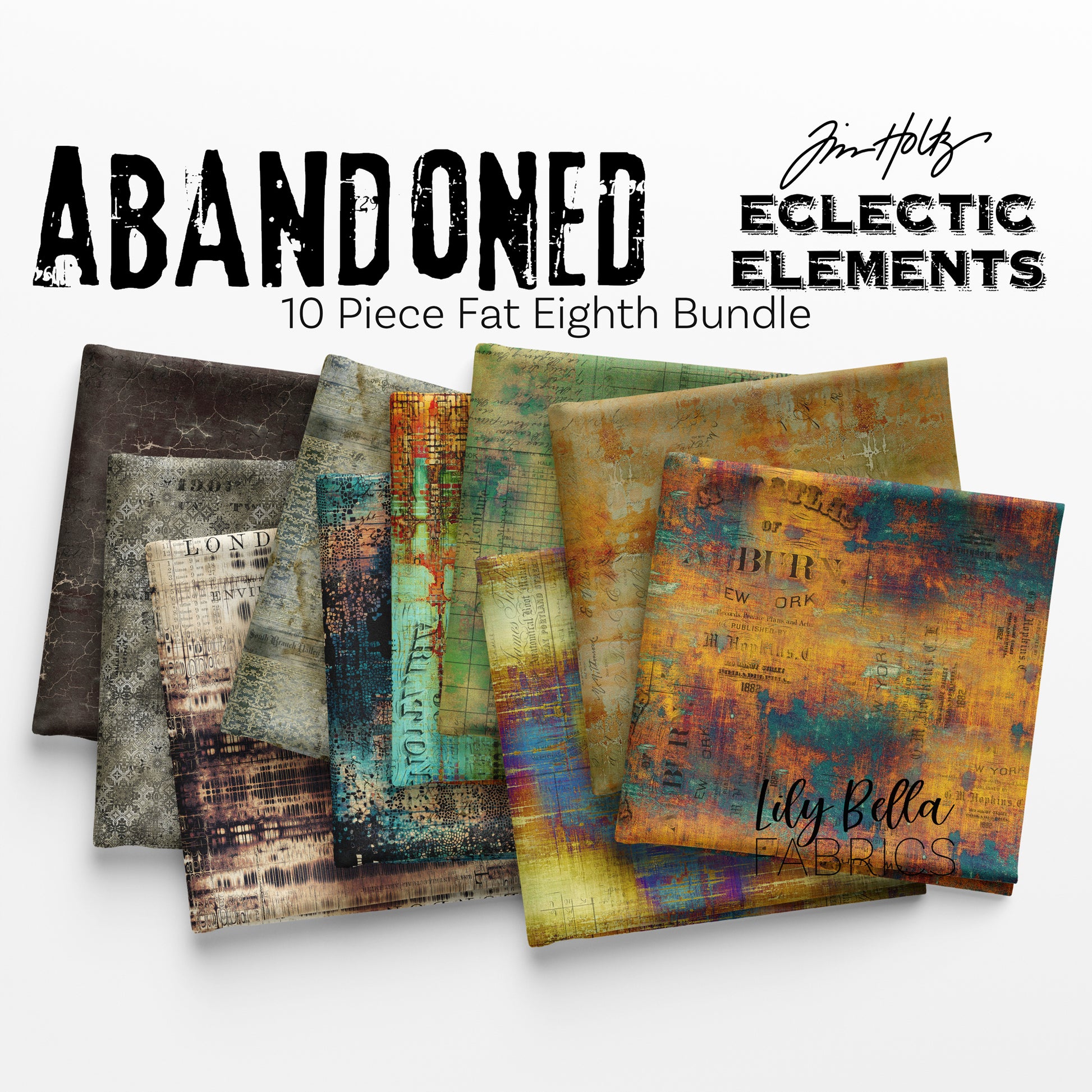 Abandoned Fat Eighth Bundle (10 pieces) by Tim Holtz Eclectic Elements for FreeSpirit (TH.ABANDONED.10FE)