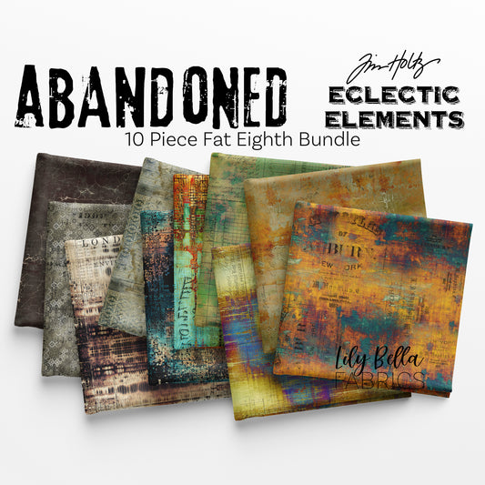 Abandoned Fat Eighth Bundle (10 pieces) by Tim Holtz Eclectic Elements for FreeSpirit (TH.ABANDONED.10FE)