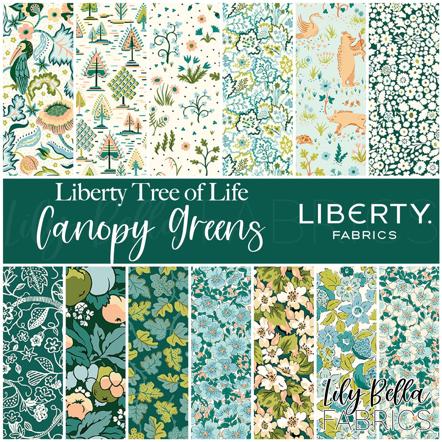 Liberty Tree of Life - Canopy Greens Rolie Polie (40 pcs) by Liberty Fabrics for Riley Blake