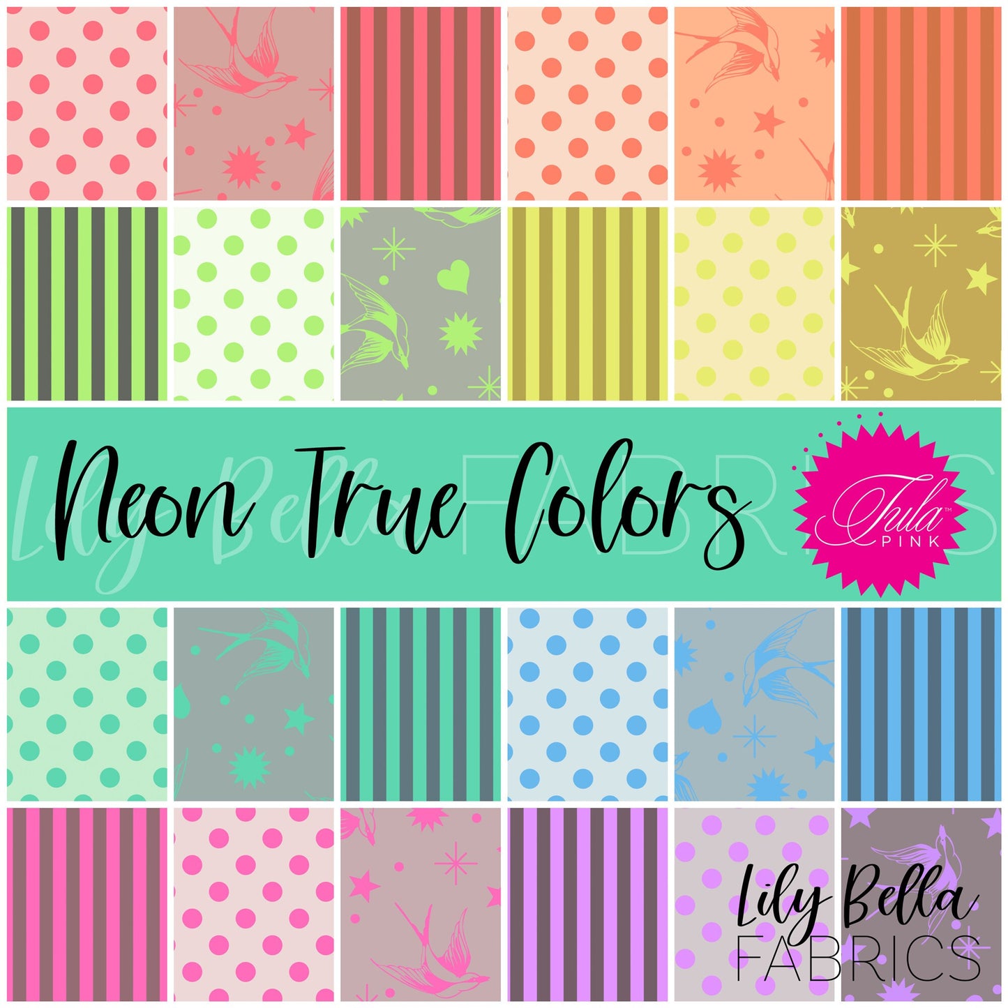 Neon True Colors Design Roll (40 pcs) by Tula Pink for FreeSpirit