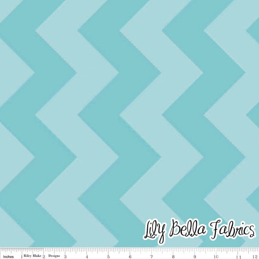 Large Chevron in Tone on Tone Aqua - 1/2 Yard - Chevron Cottons by The RBD Designers for Riley Blake