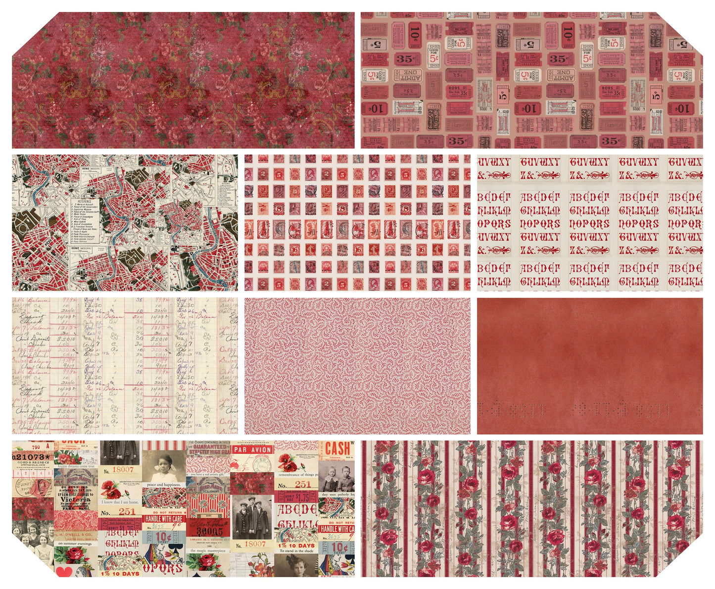 Eclectic Elements Palette: Red Fat Eighth Bundle (10 pcs) by Tim Holtz for FreeSpirit