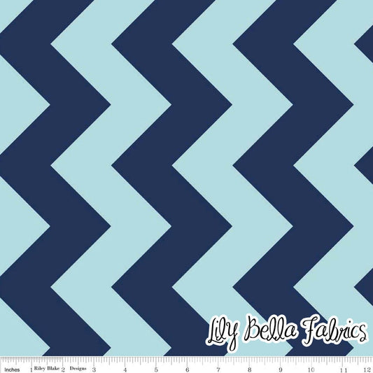 Large Chevron in Tone on Tone Navy - 1/2 Yard - Chevron Cottons by The RBD Designers for Riley Blake