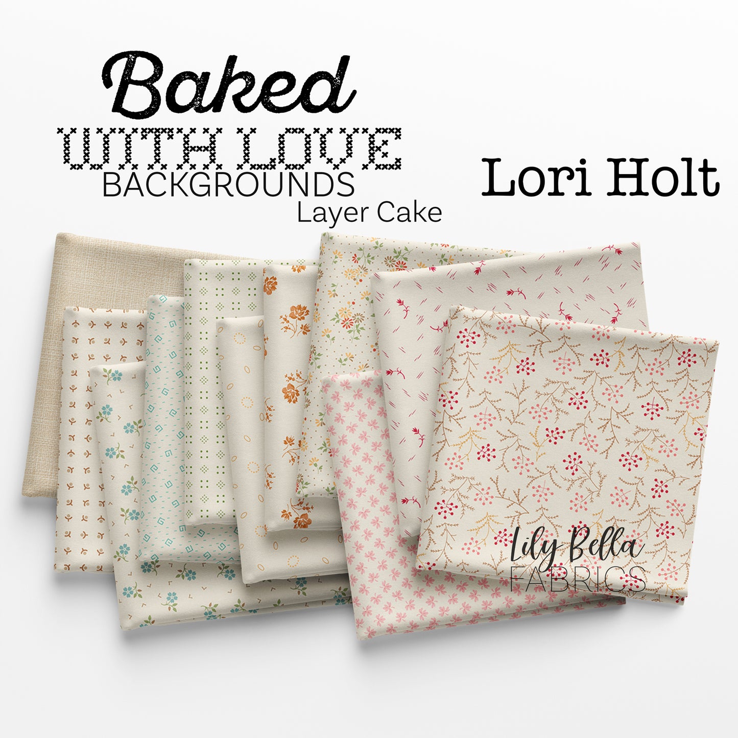 Baked with Love Backgrounds Layer Cake (42 pieces) by Lori Holt for Riley Blake Designs (10-17780B-42)