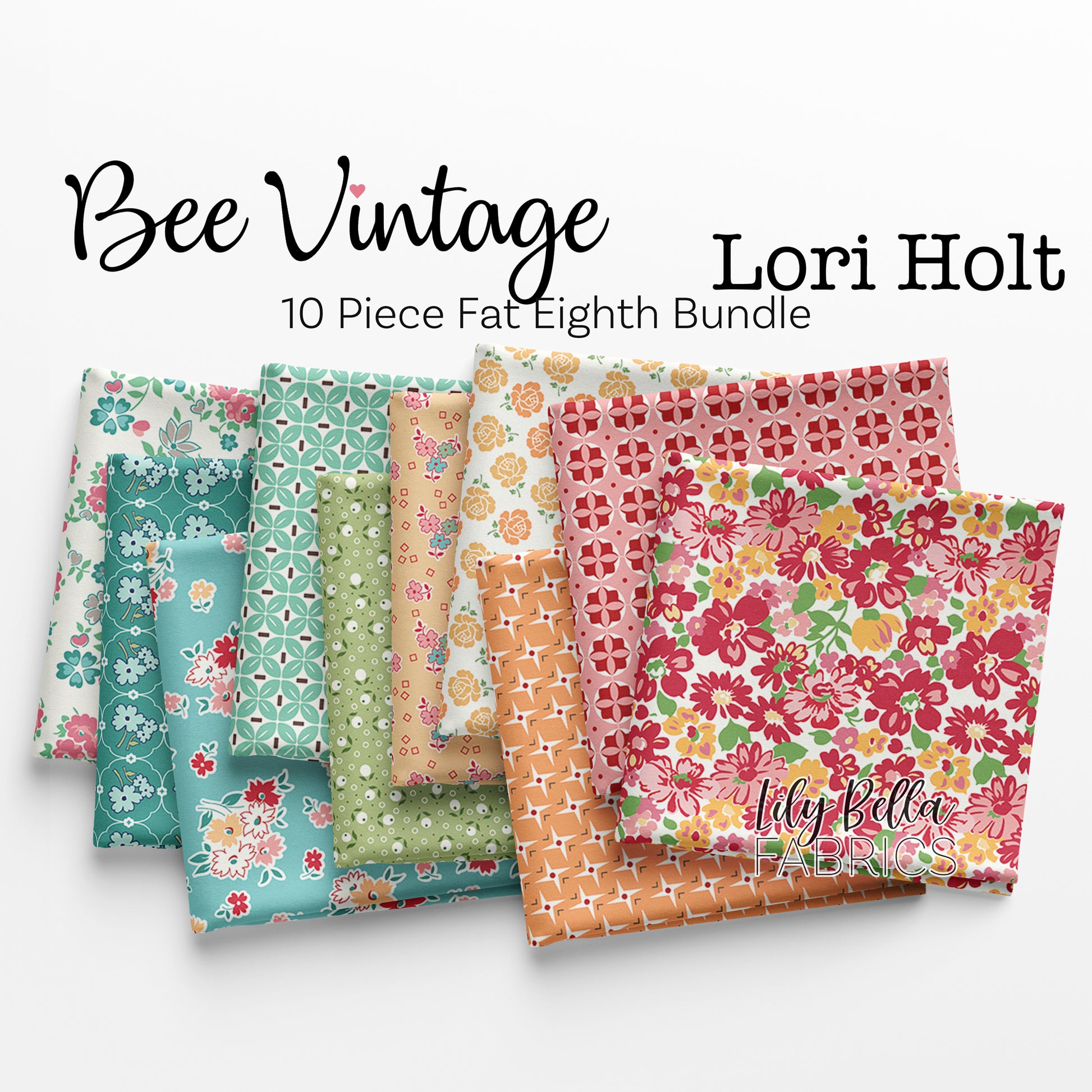 Bee Vintage Fat Eighth Bundle #2 (10 pieces) by Lori Holt for Riley Blake Designs (LH.BEEVINTAGE.B.10FE)