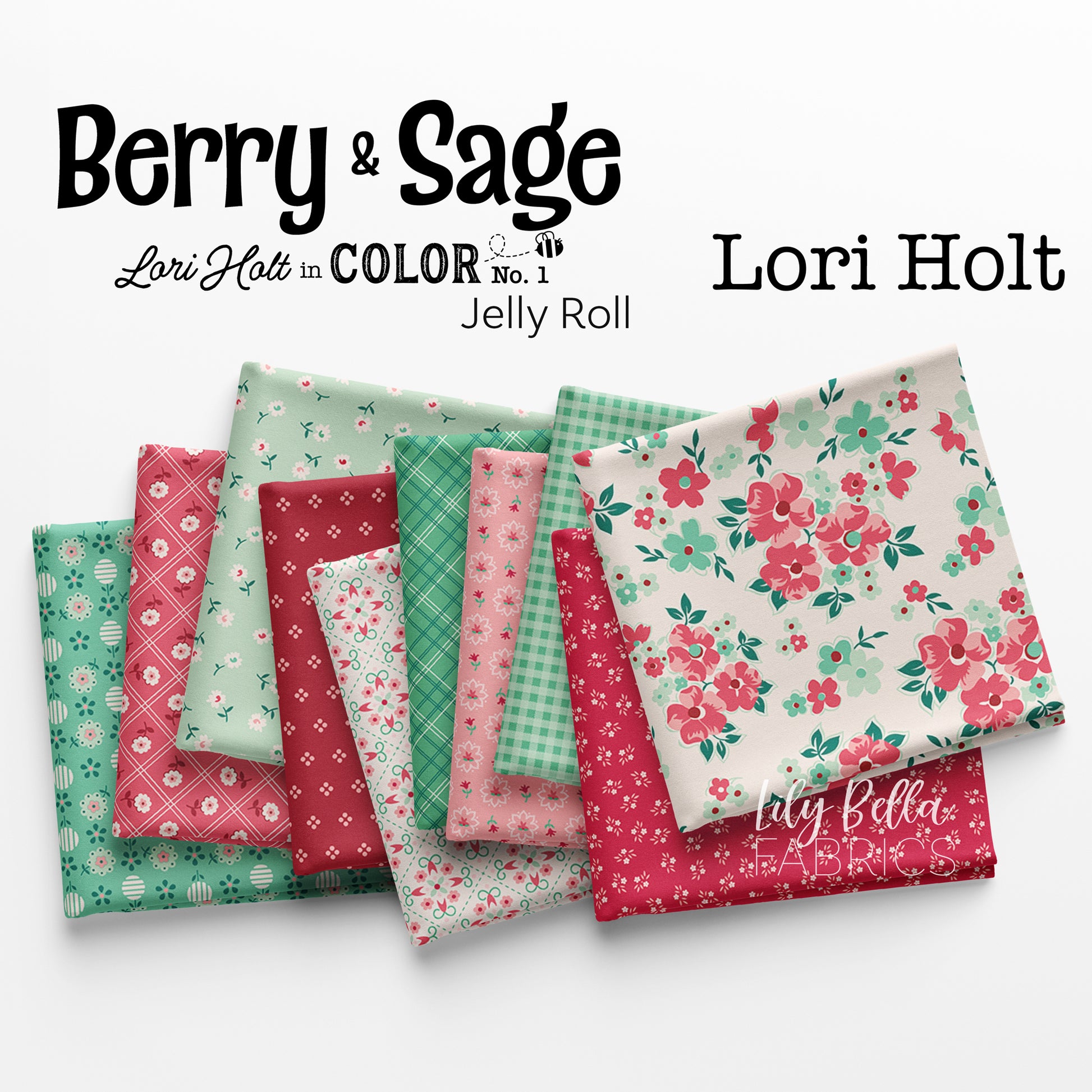 Berry and Sage Rolie Polie (40 pieces) by Lori Holt for Riley Blake Designs (RP-17380-40)