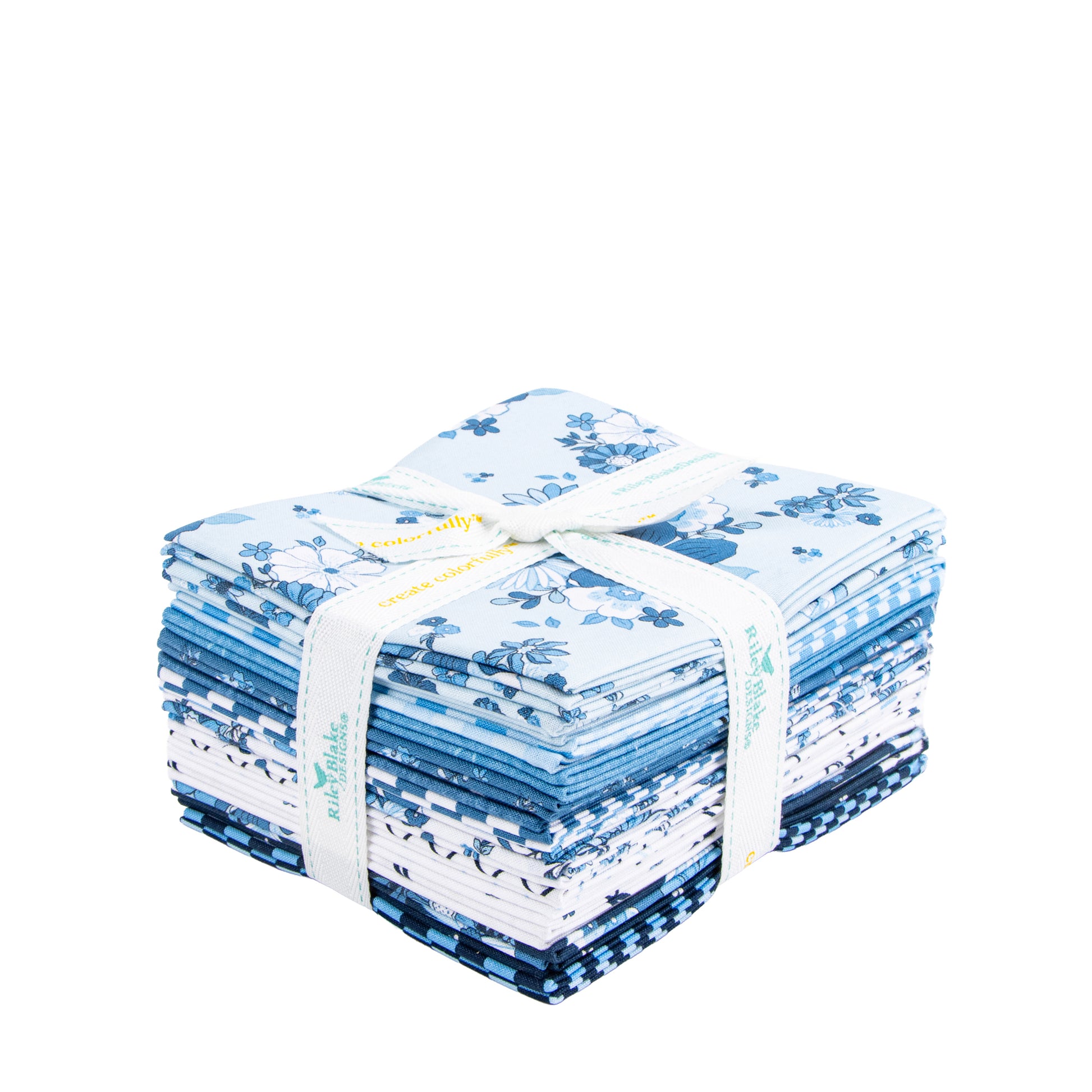 Blue Blooms and Threads Fat Quarter Bundle (16 pieces) by Christopher Thompson for Riley Blake Designs (FQ-17120-16)