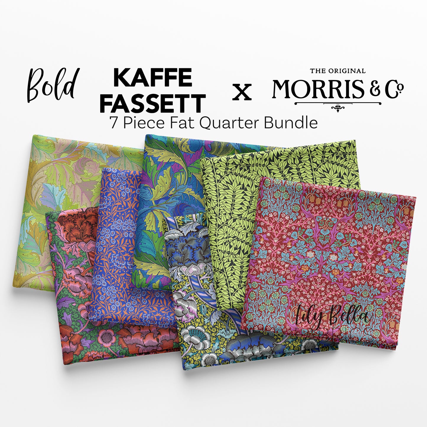 Bold - Kaffe Fassett x Morris and Co. Fat Quarter Bundle (7 pieces) for FreeSpirit (KFC.KXM.BOLD.7FQ)