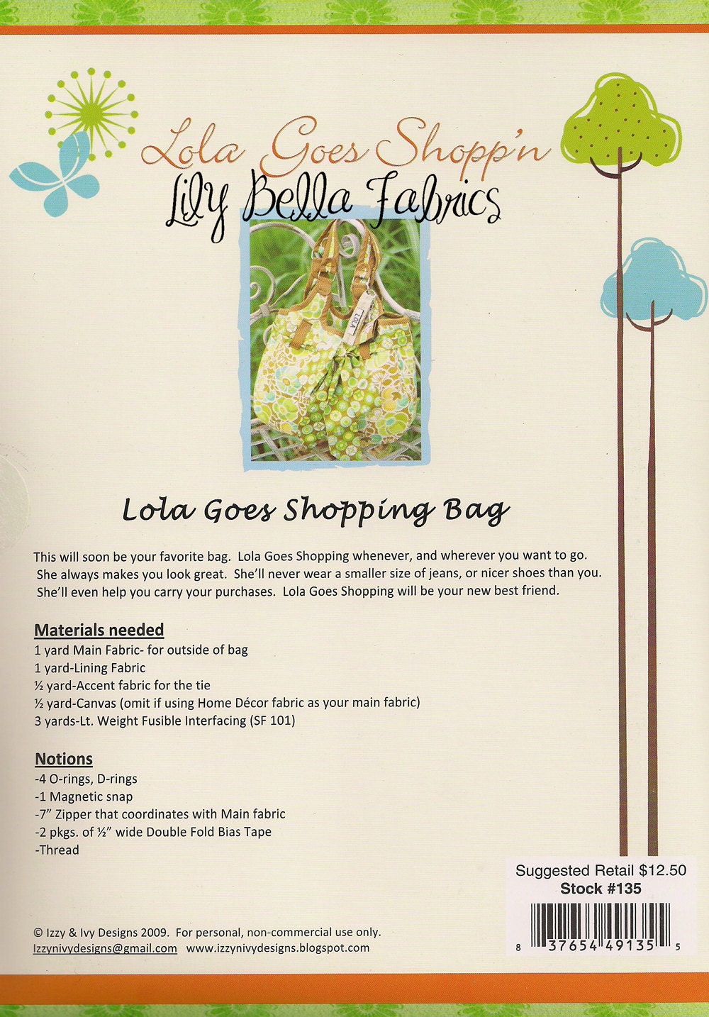 Lola Goes Shopping Arm Bag - Sewing Pattern - Izzy & Ivy Designs