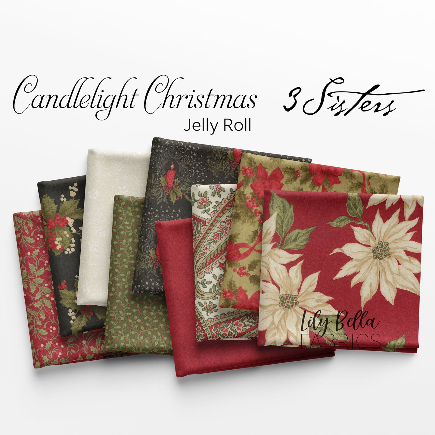 Candlelight Christmas Jelly Roll (40 pieces) by 3 Sisters for Moda (44420JR)