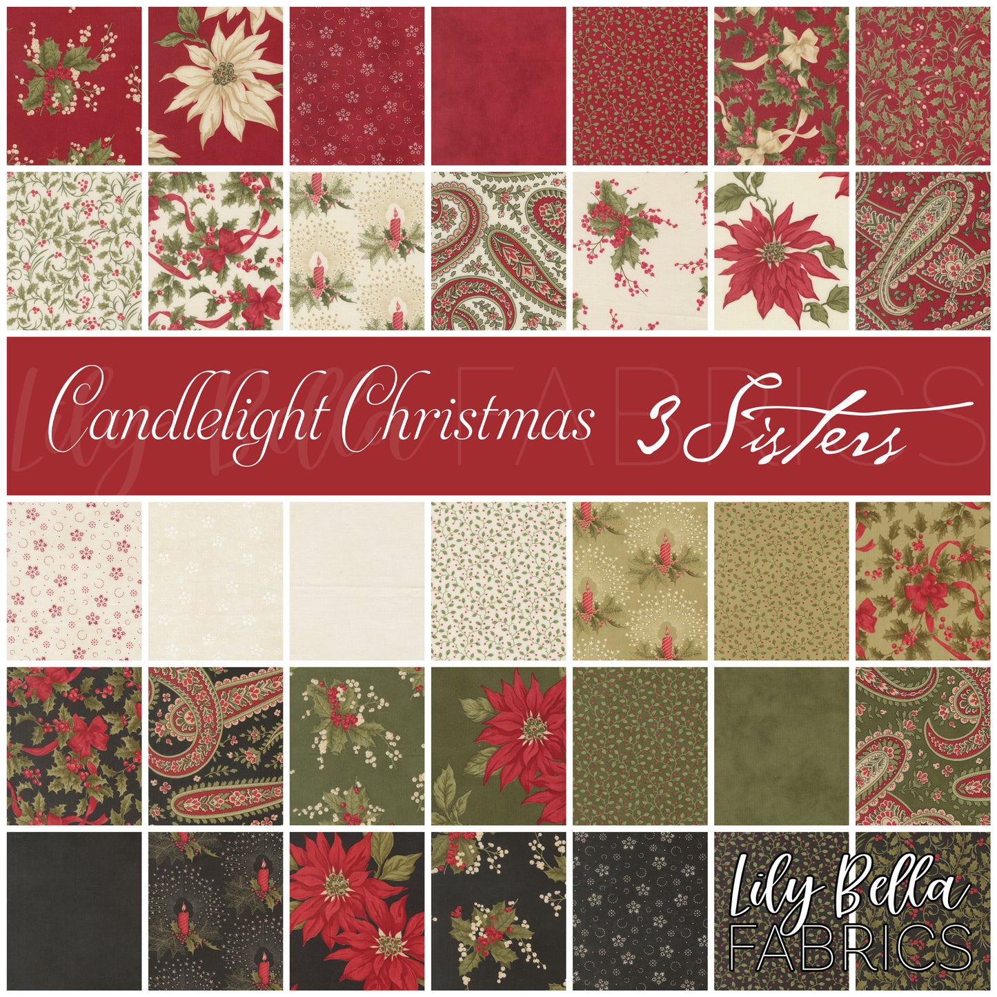 Candlelight Christmas Jelly Roll (40 pieces) by 3 Sisters for Moda (44420JR)