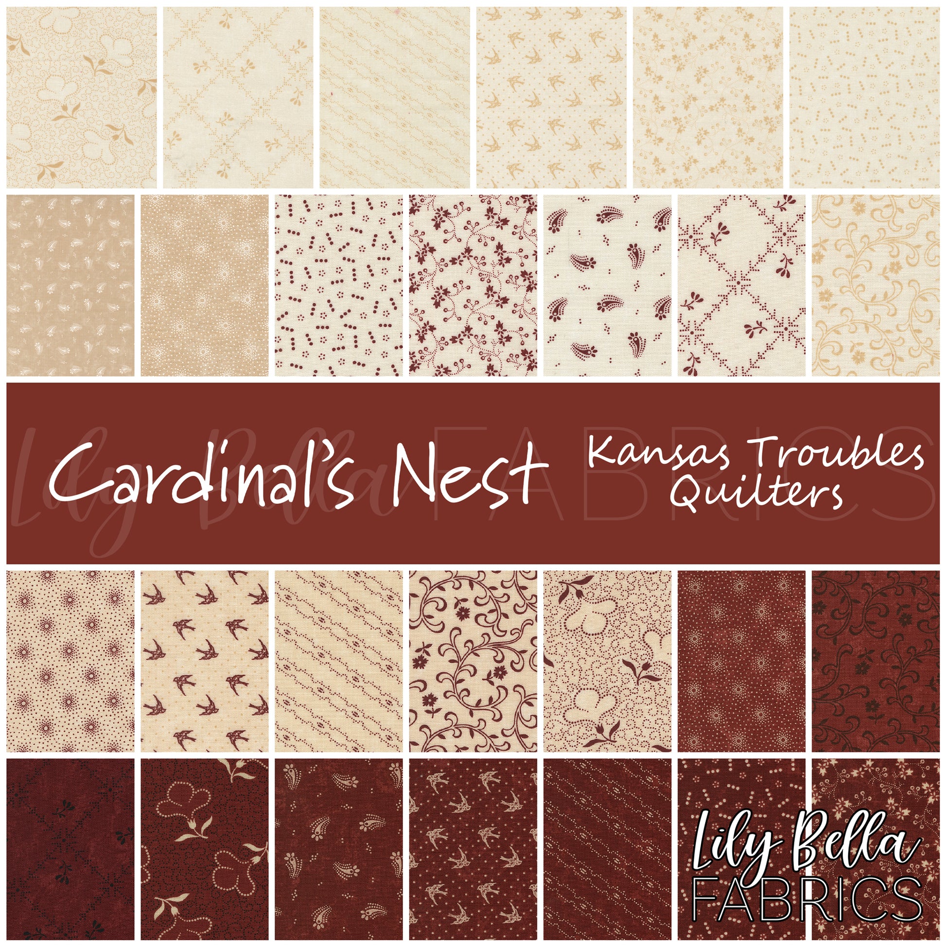Cardinal's Nest Fabric Collection by Kansas Troubles Quilters for Moda at Lily Bella Fabrics