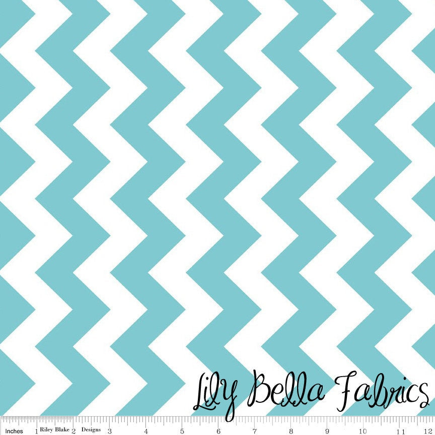 Medium Chevron in Aqua - 1/2 Yard - Chevron Cottons by The RBD Designers for Riley Blake