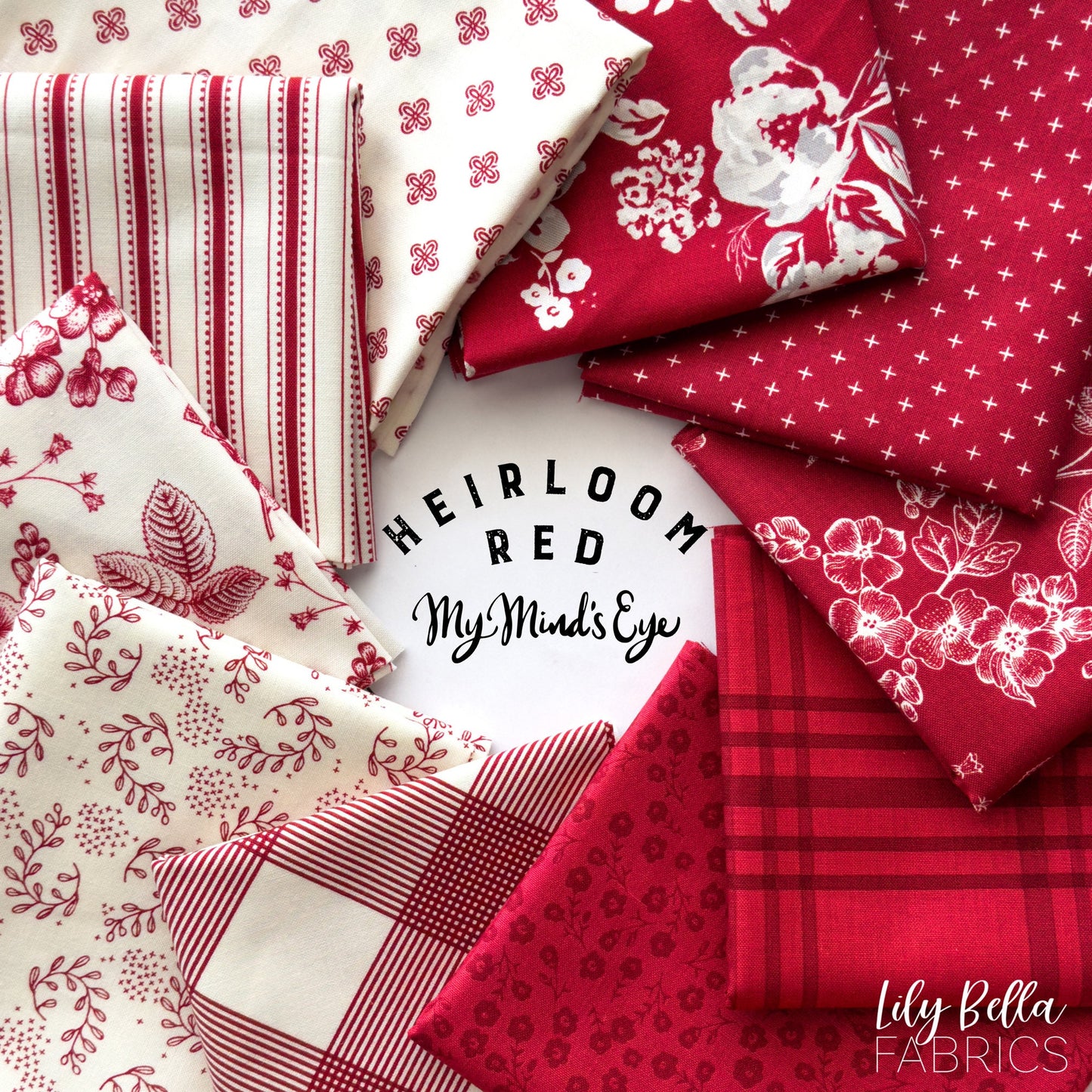 Heirloom Red Half Yard Bundle (10 pcs) by My Mind's Eye for Riley Blake