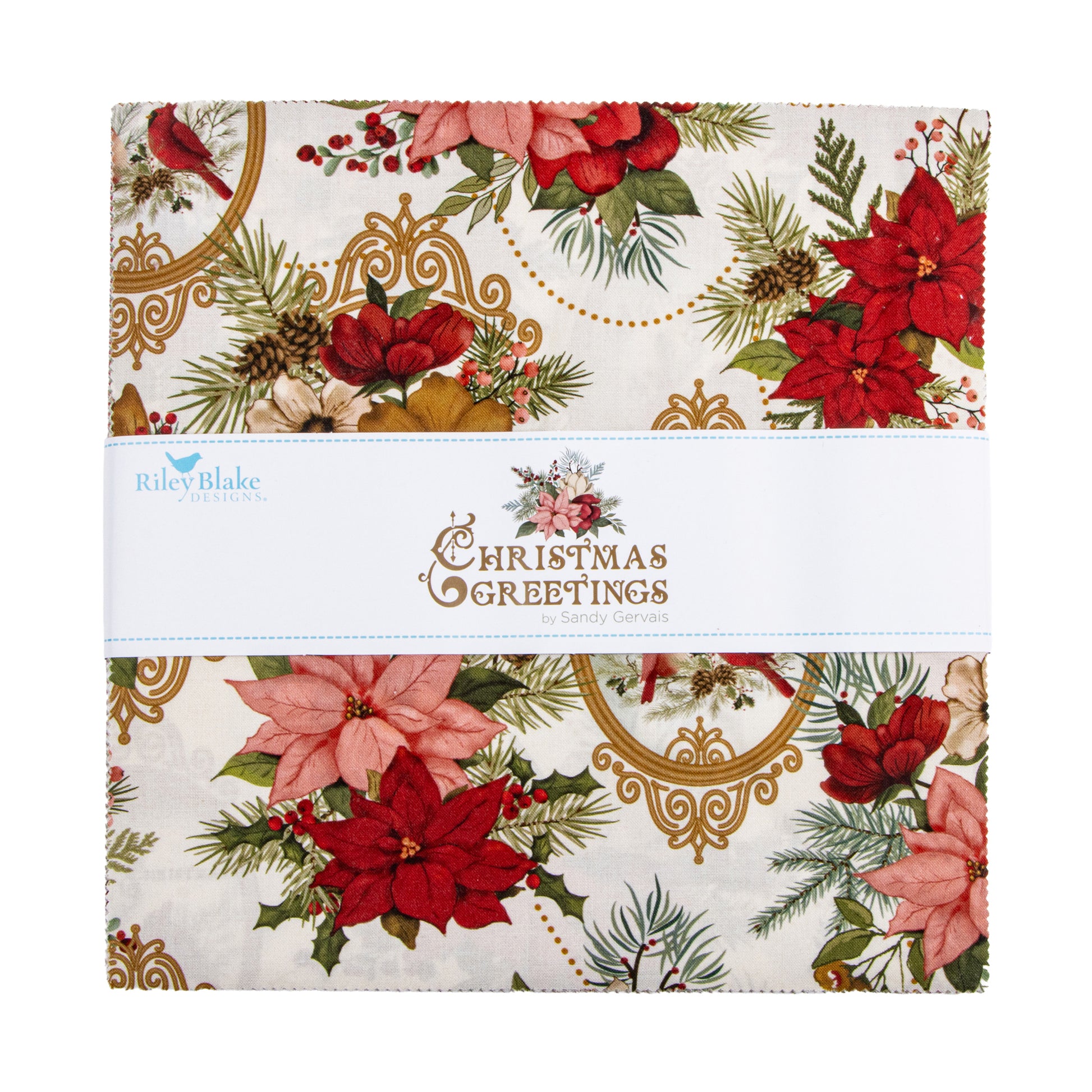 Christmas Greetings 10 Inch Stacker (42 pieces) by Sandy Gervais for Riley Blake Designs (10-17660-42)