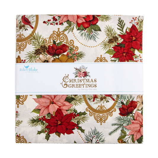Christmas Greetings 10 Inch Stacker (42 pieces) by Sandy Gervais for Riley Blake Designs (10-17660-42)