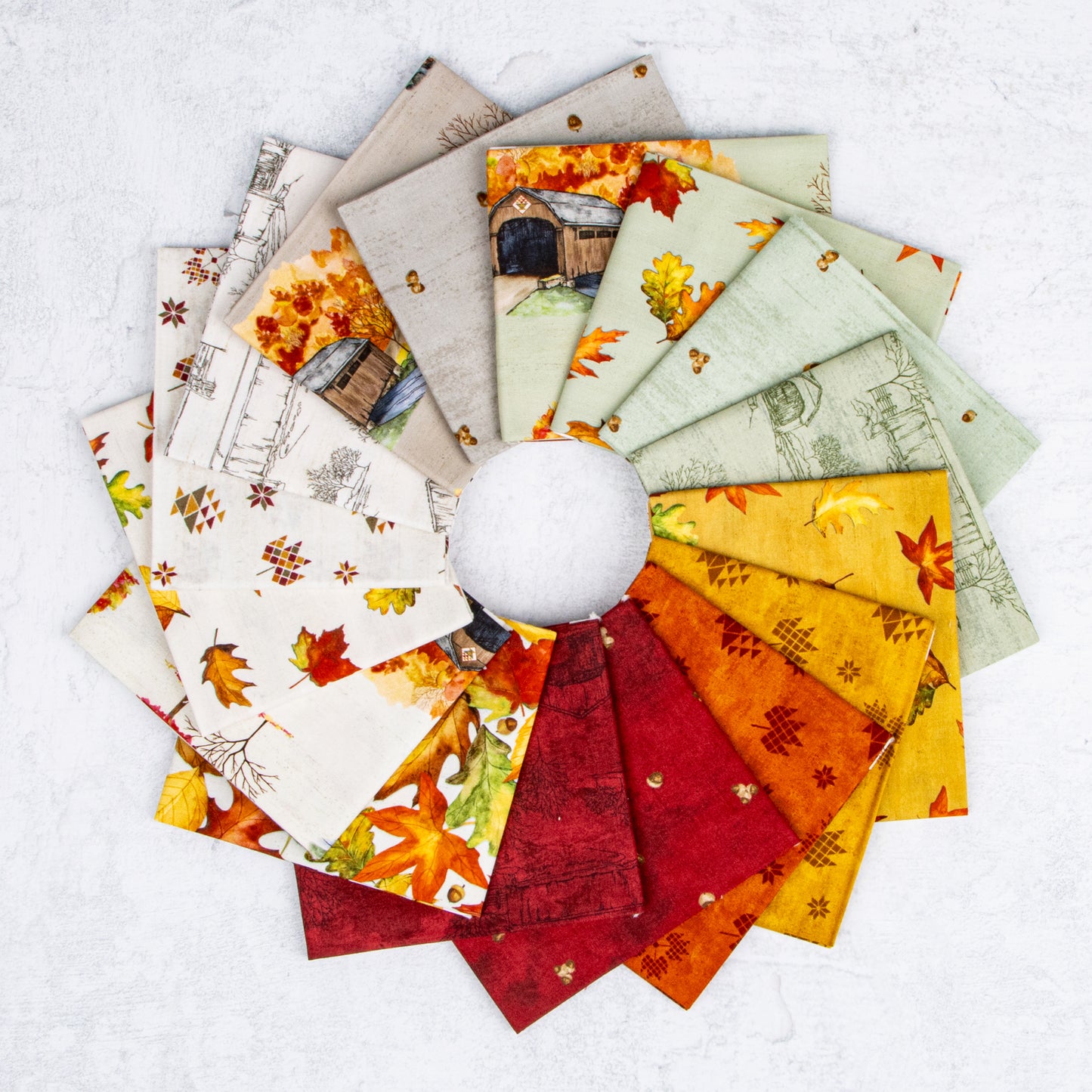 Covered Bridges in Fall Fat Quarter Bundle (16 pieces) by Tara Reed for Riley Blake Designs (FQ-16210-16)