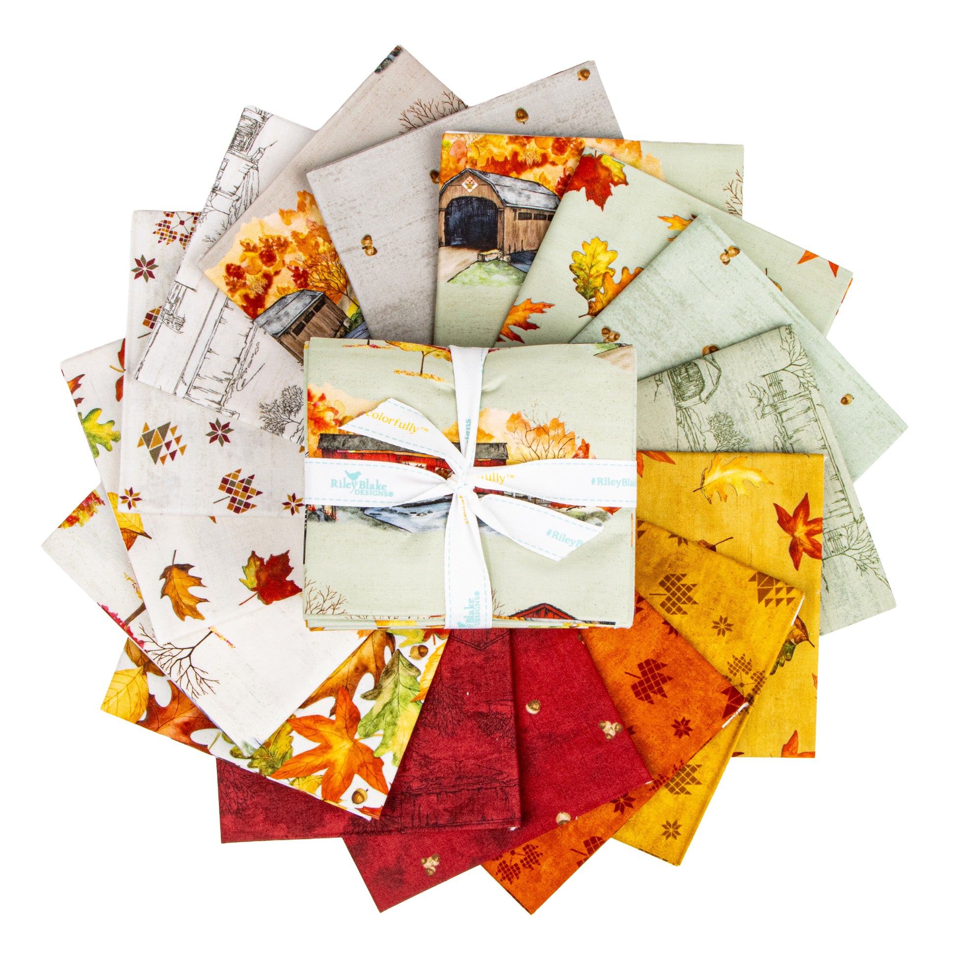 Covered Bridges in Fall Fat Quarter Bundle (16 pieces) by Tara Reed for Riley Blake Designs (FQ-16210-16)