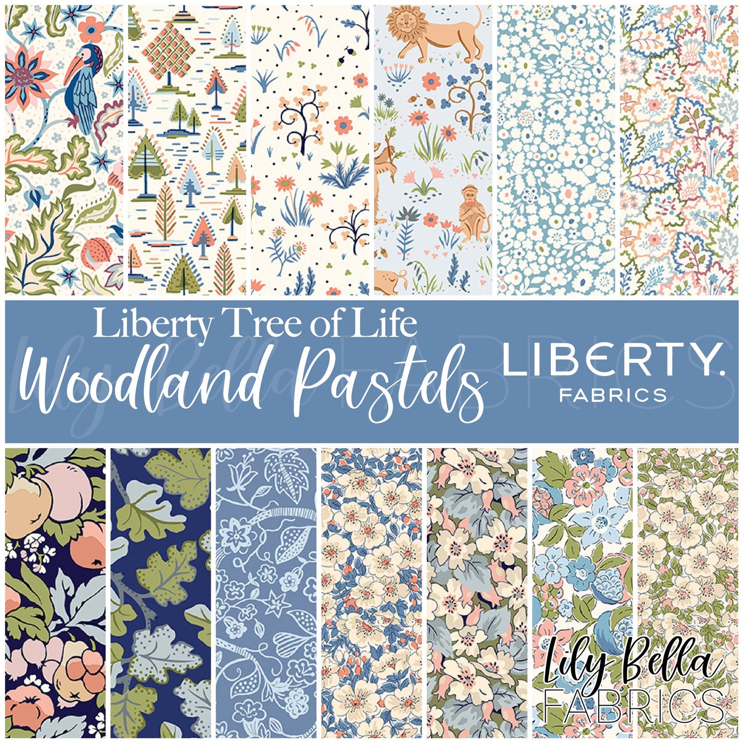 Liberty Tree of Life - Woodland Pastels Rolie Polie (40 pcs) by Liberty Fabrics for Riley Blake