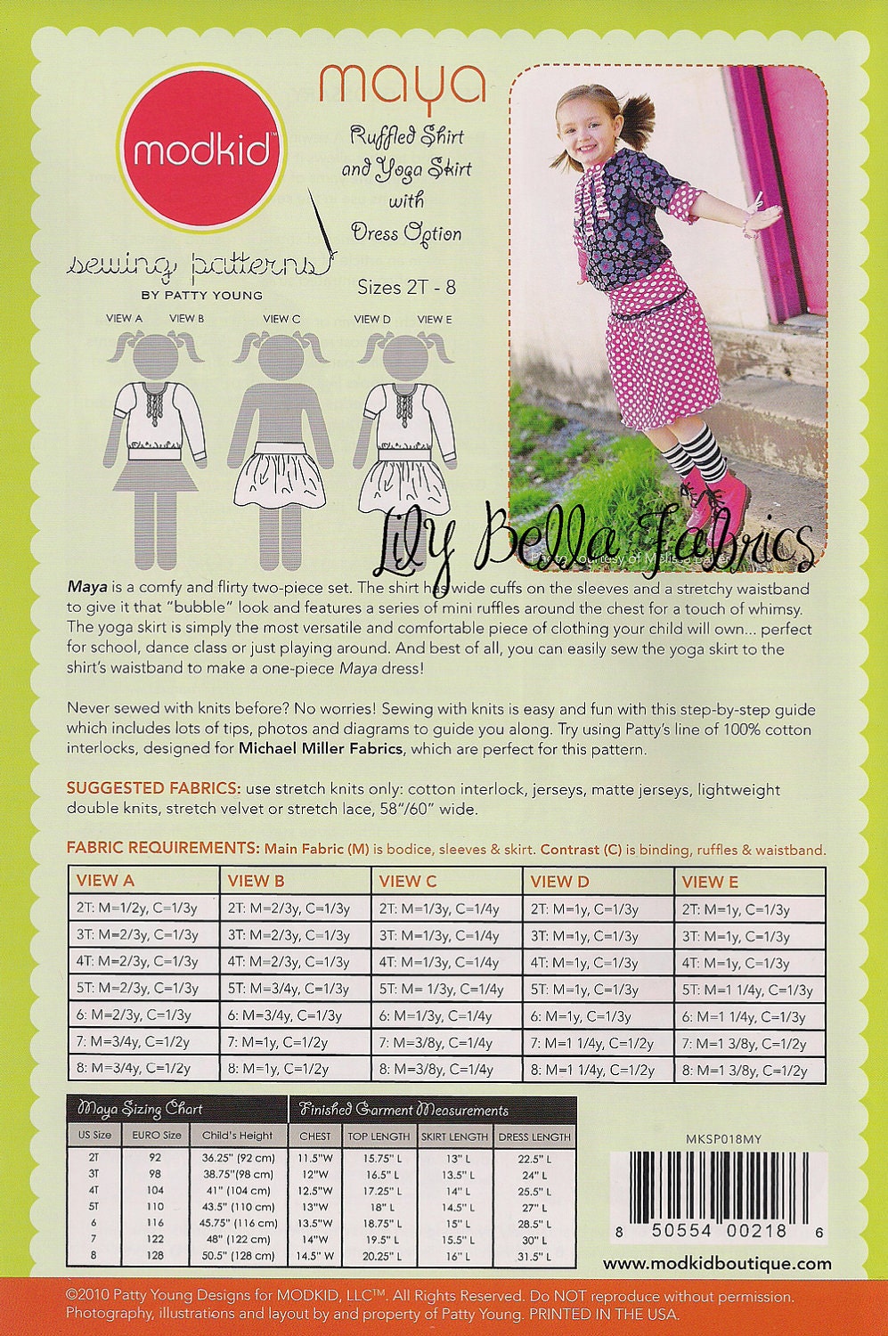 Maya Ruffled Shirt and Yoga Skirt with Dress Option - Sewing Pattern - Modkid by Patty Young