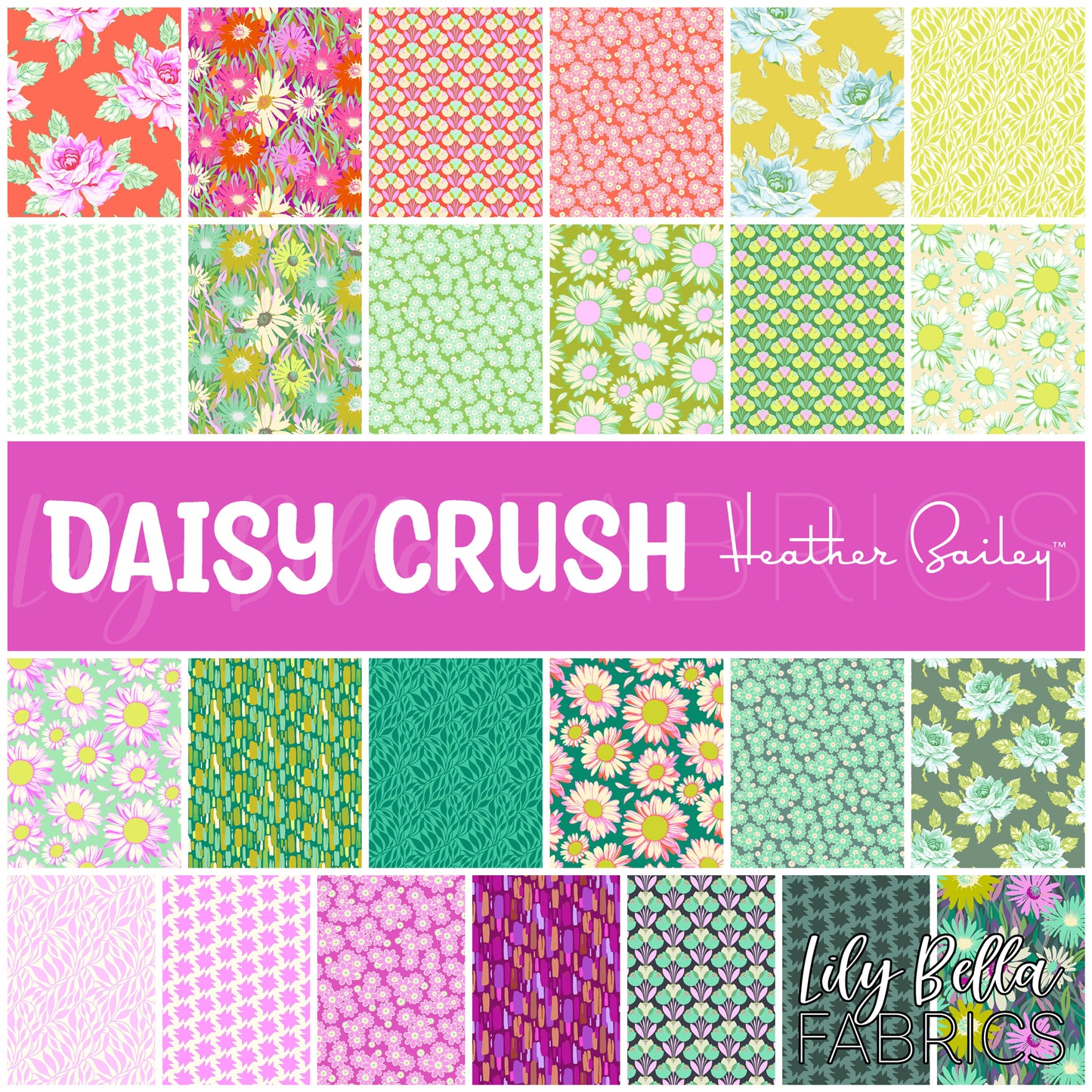 Daisy Crush Fabric Collection by Heather Bailey for Figo Fabrics at Lily Bella Fabrics