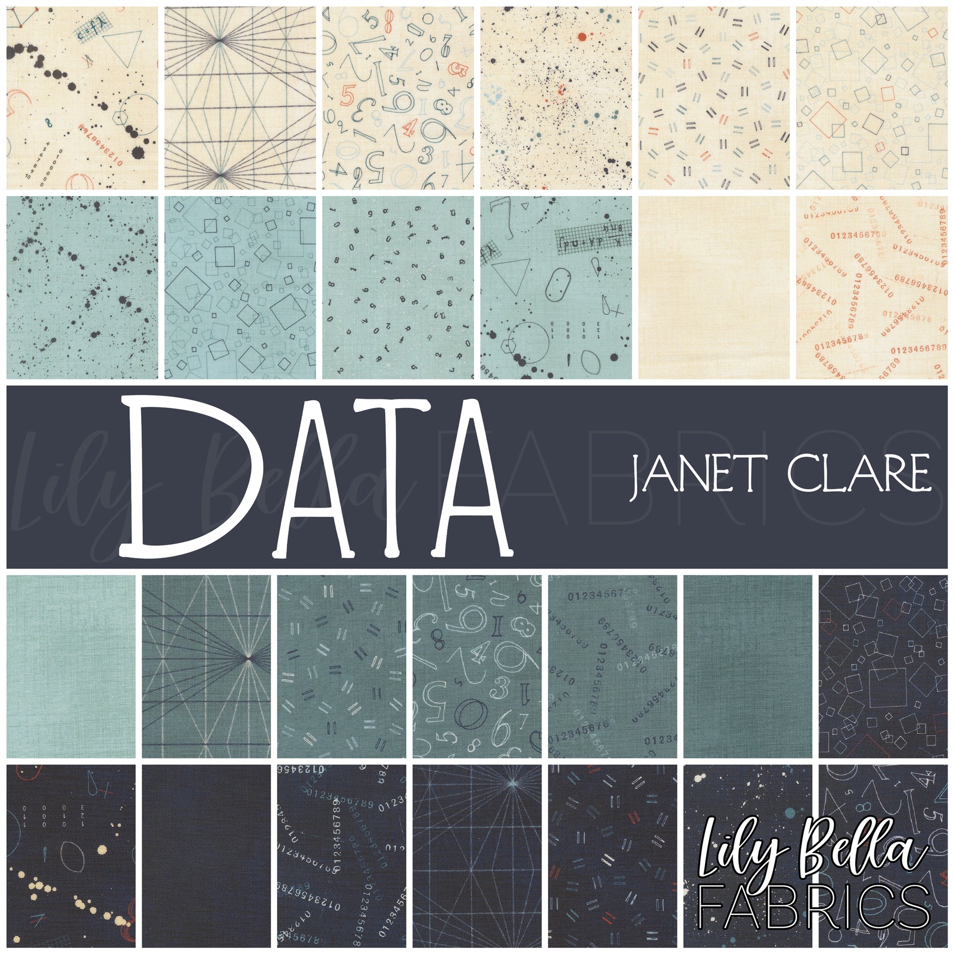 Data Fabric Collection by Janet Clare for Moda at Lily Bella Fabrics
