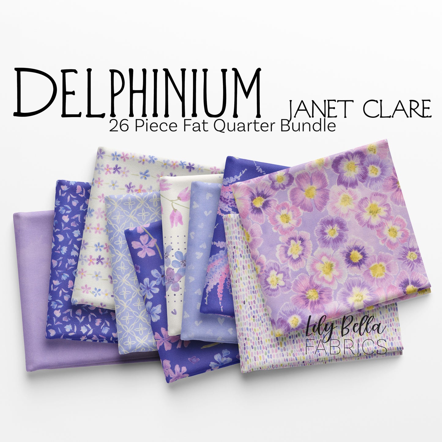 Delphinium Fat Quarter Bundle (26 pieces) by Janet Clare for Moda (FQ-24650-26)