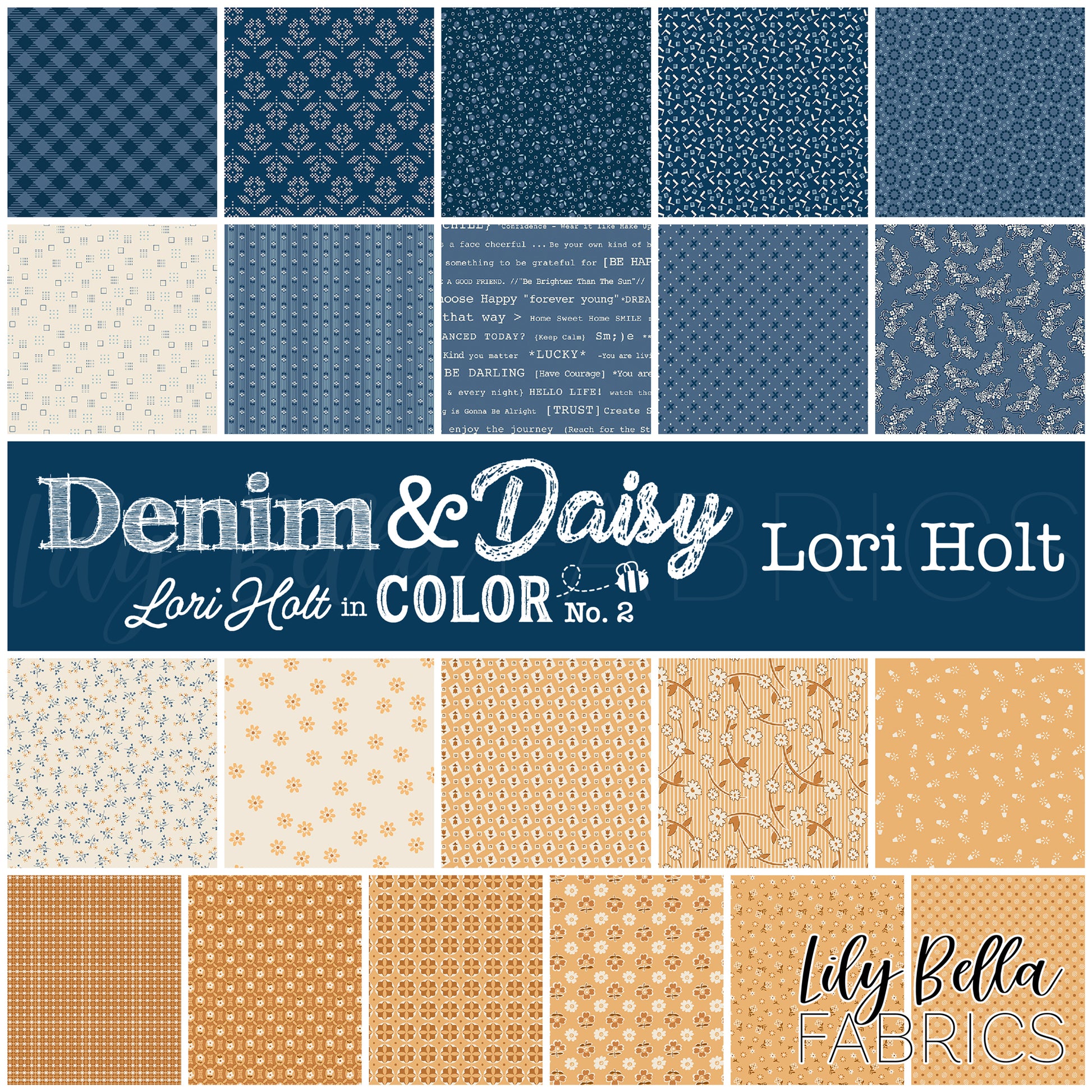 Denim and Daisy Fabric Collection by Lori Holt for Riley Blake Designs at Lily Bella Fabrics