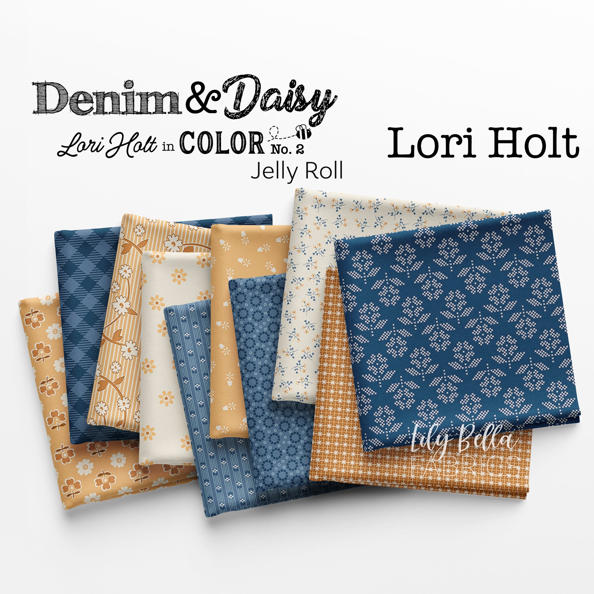 Denim and Daisy Rolie Polie (40 pieces) by Lori Holt for Riley Blake Designs (RP-18130-40)