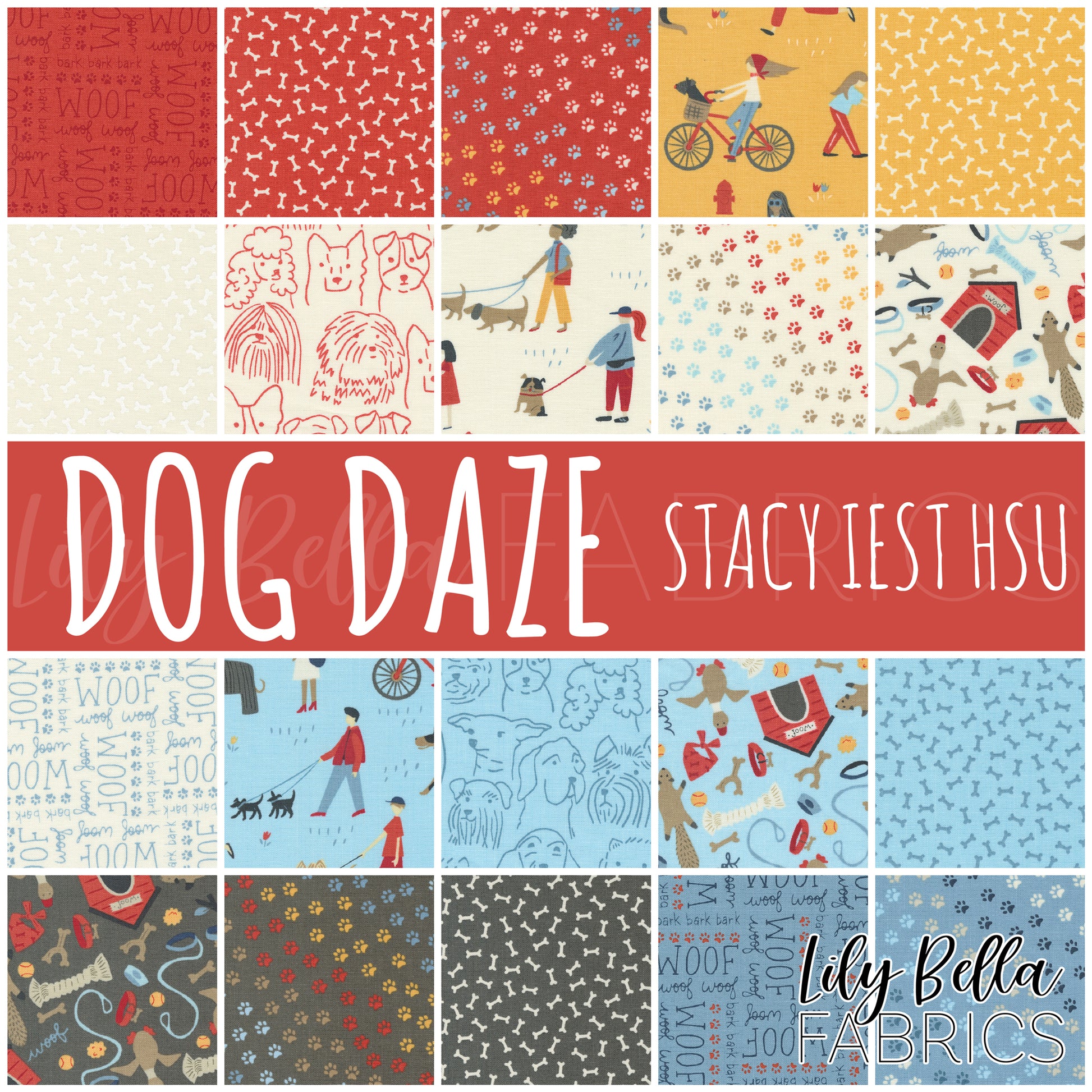 Dog Daze Layer Cake (42 pieces) by Stacy Iest Hsu for Moda (20840LC)