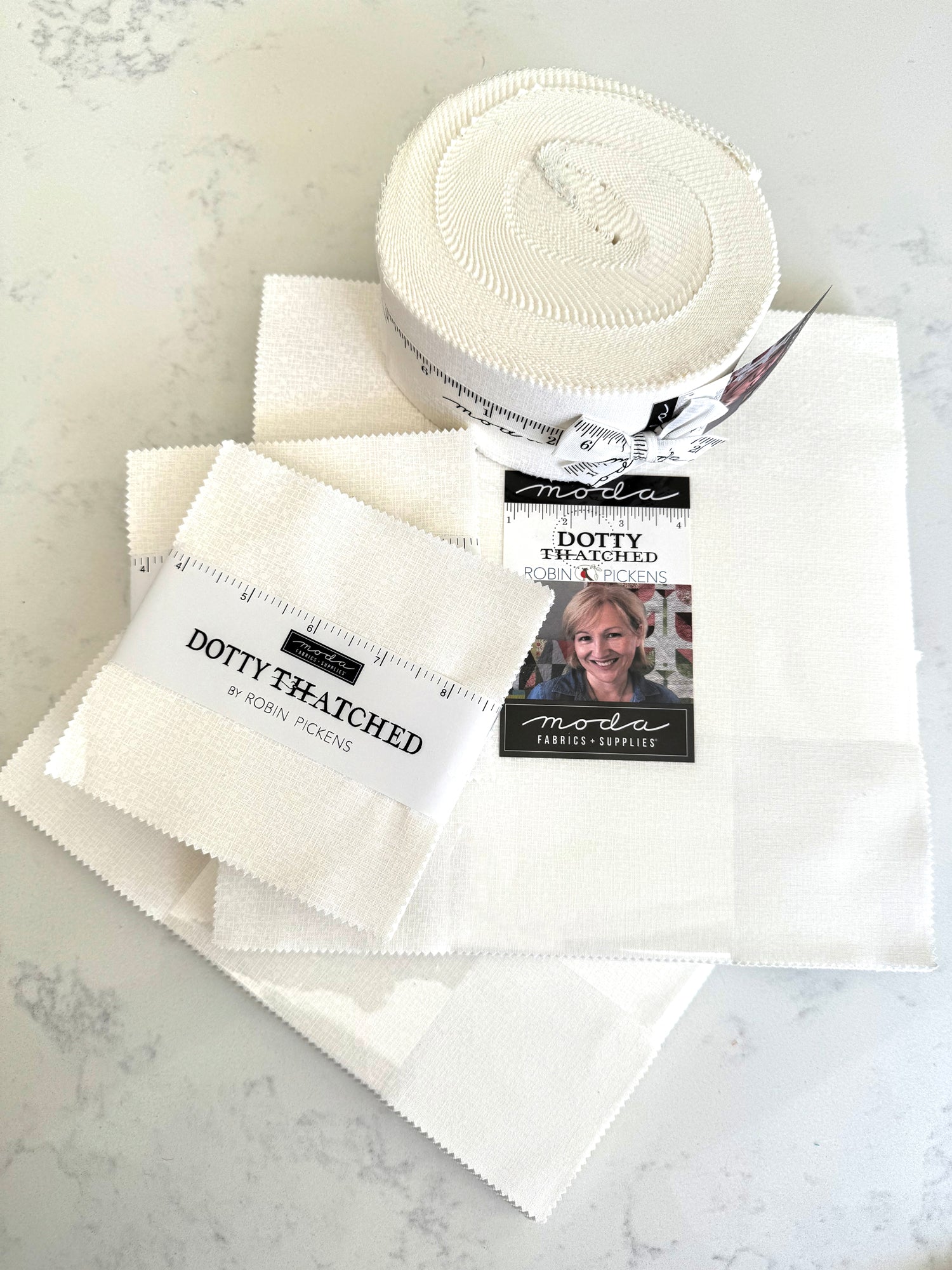 Dotty Thatched - Blizzard Layer Cake (42 pieces) by Robin Pickens for Moda (48715LC150)