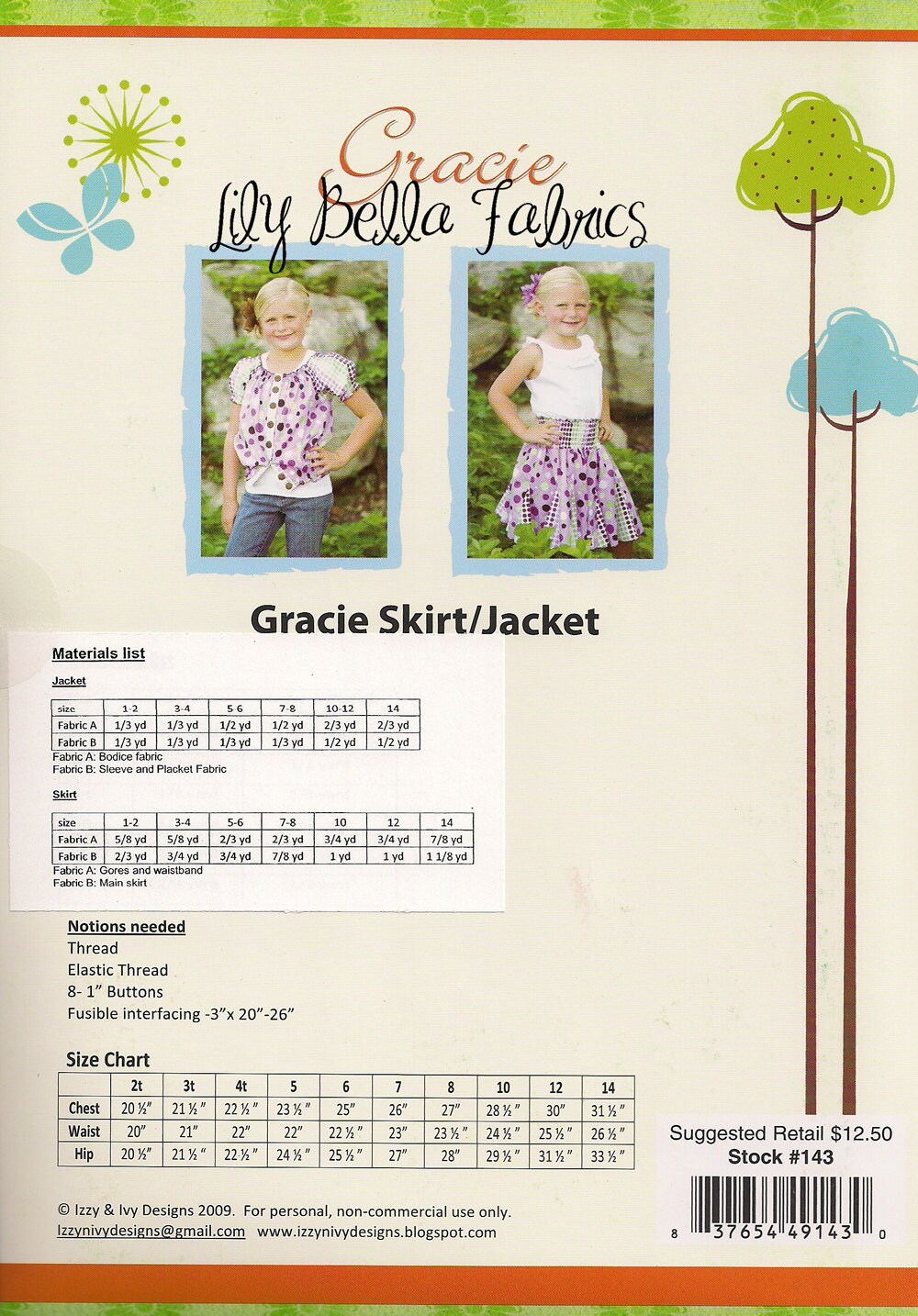 Gracie Skirt / Jacket - Sewing Pattern - Izzy & Ivy Designs