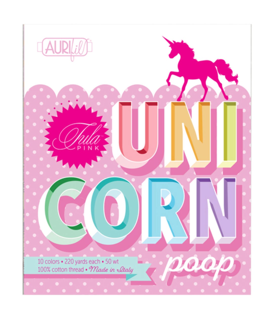 Unicorn Poop Thread (10 small spools, 50 weight) by Tula Pink for Aurifil