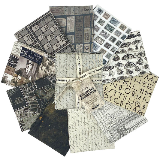 Eclectic Elements Palette: Charcoal Fat Quarter Bundle (10 pieces) by Tim Holtz Eclectic Elements for FreeSpirit (FB4FQTH.CHARCOAL)