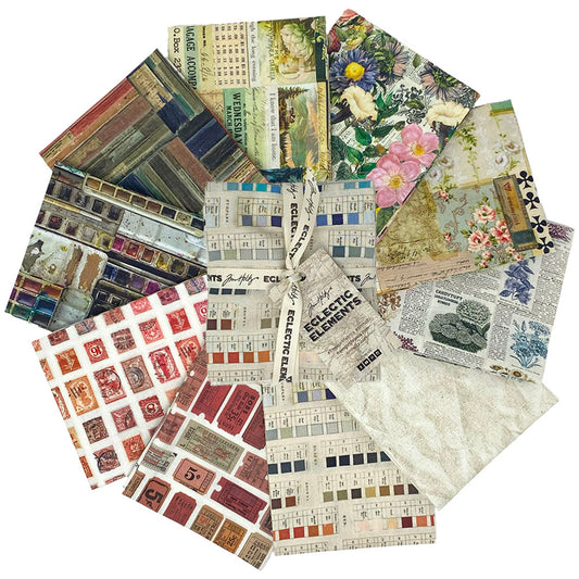Eclectic Elements Palette: Multi Fat Quarter Bundle (10 pieces) by Tim Holtz Eclectic Elements for FreeSpirit (FB4FQTH.MULTI)